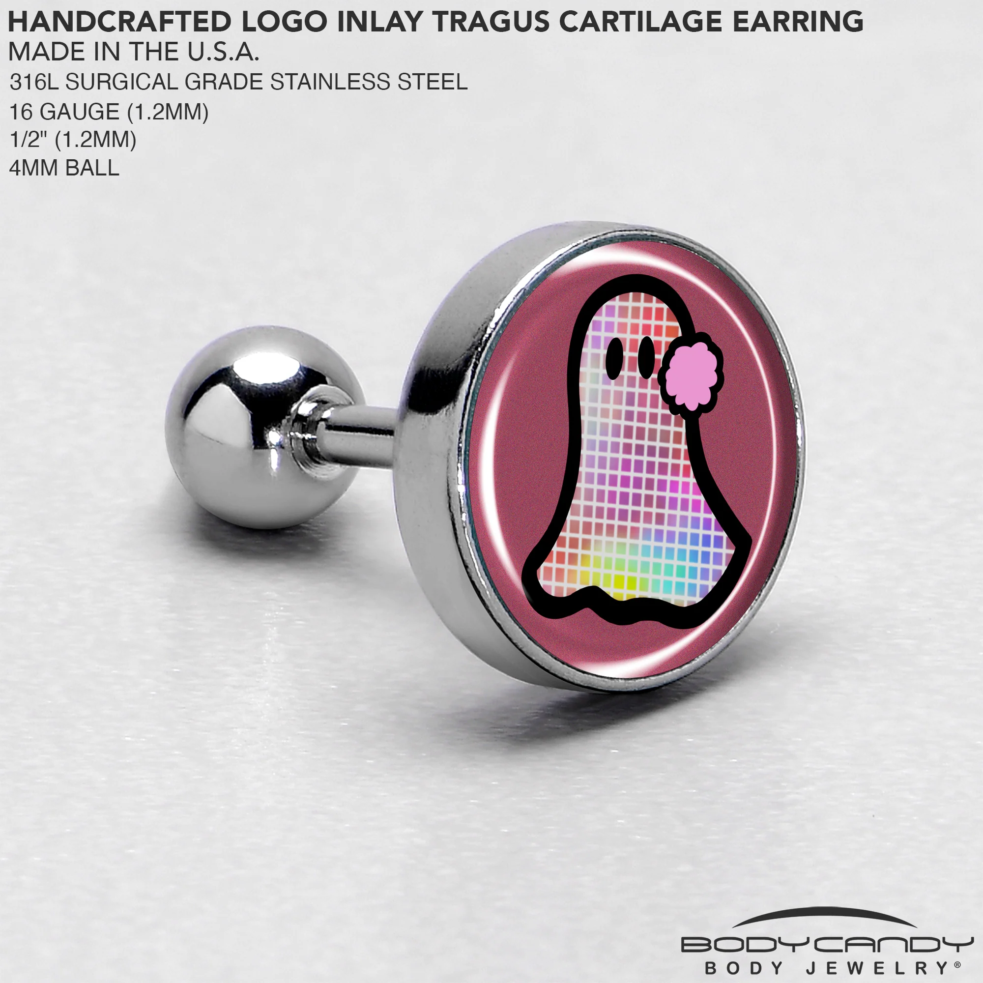 16G 1/4 Disco Spirit Ghost Tragus Cartilage Earring by Onyx O - Image 4