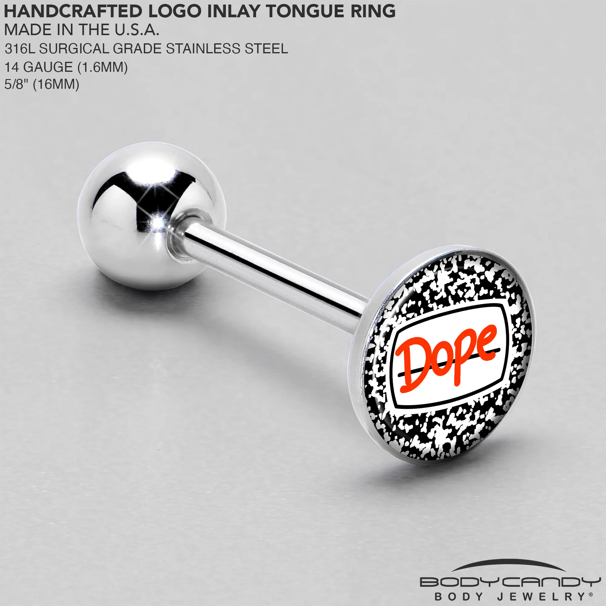 Dope Composition Notebook Barbell Tongue Ring by Onyx O - Image 4