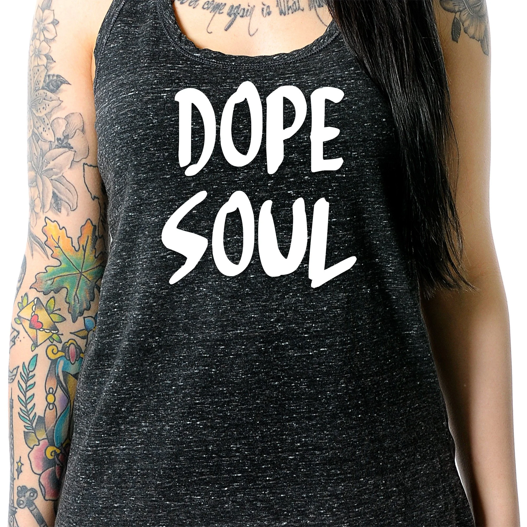 Dope Soul Black Gray Cosmic Twist Back Tank Top - Image 3