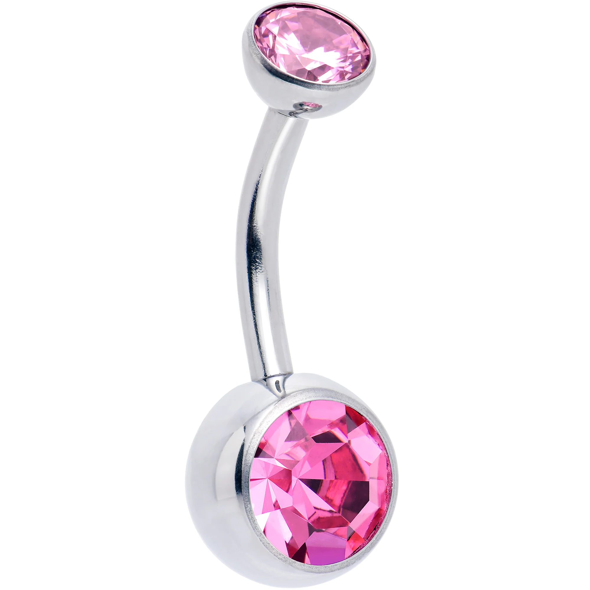 Double CZ Implant Grade Titanium Threadless Bezel Push In Belly Ring - Image 12