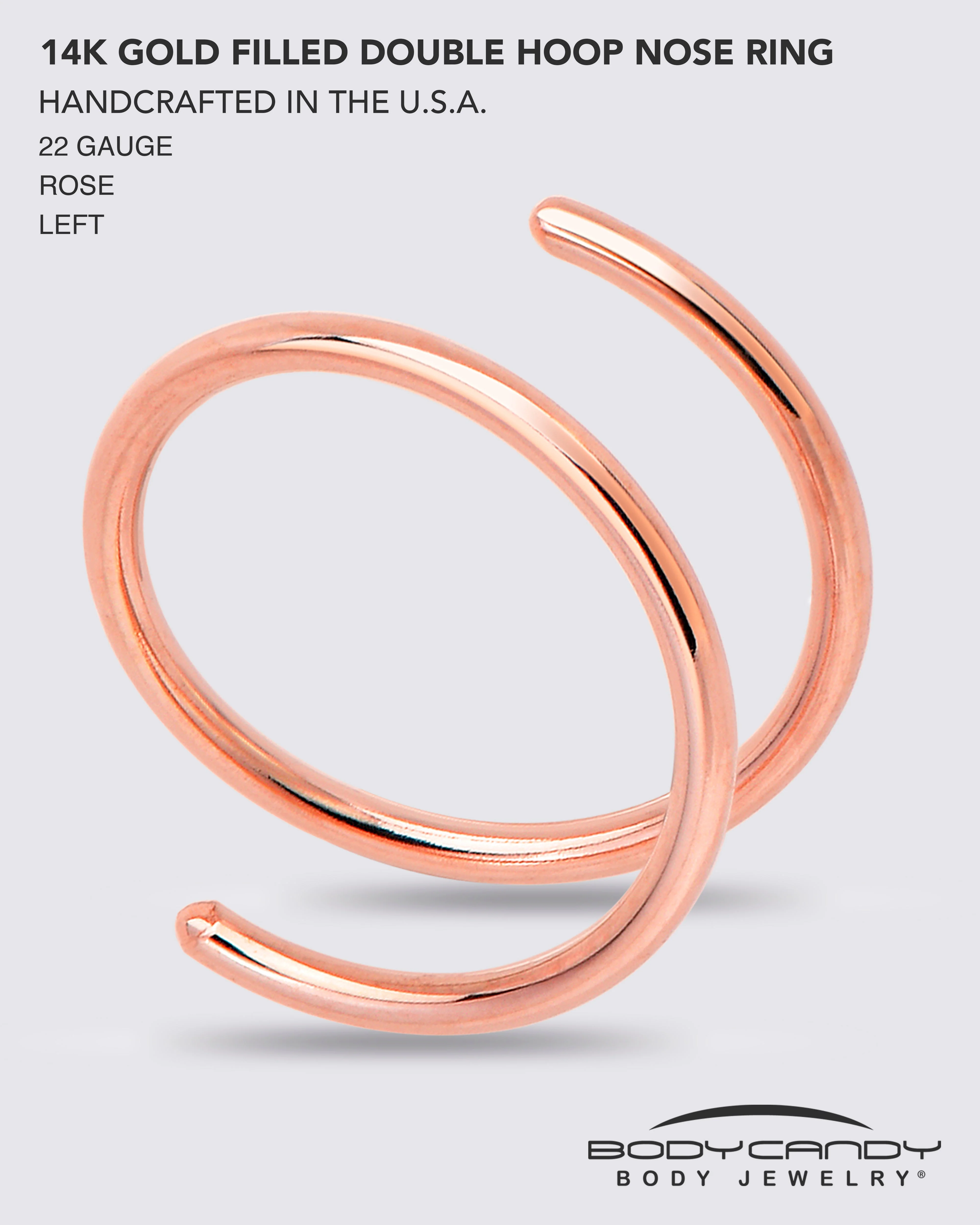 Double Hoop Nose 14k Rose Gold Filled Spiral Nose Ring 20G 8mm Left - Image 7
