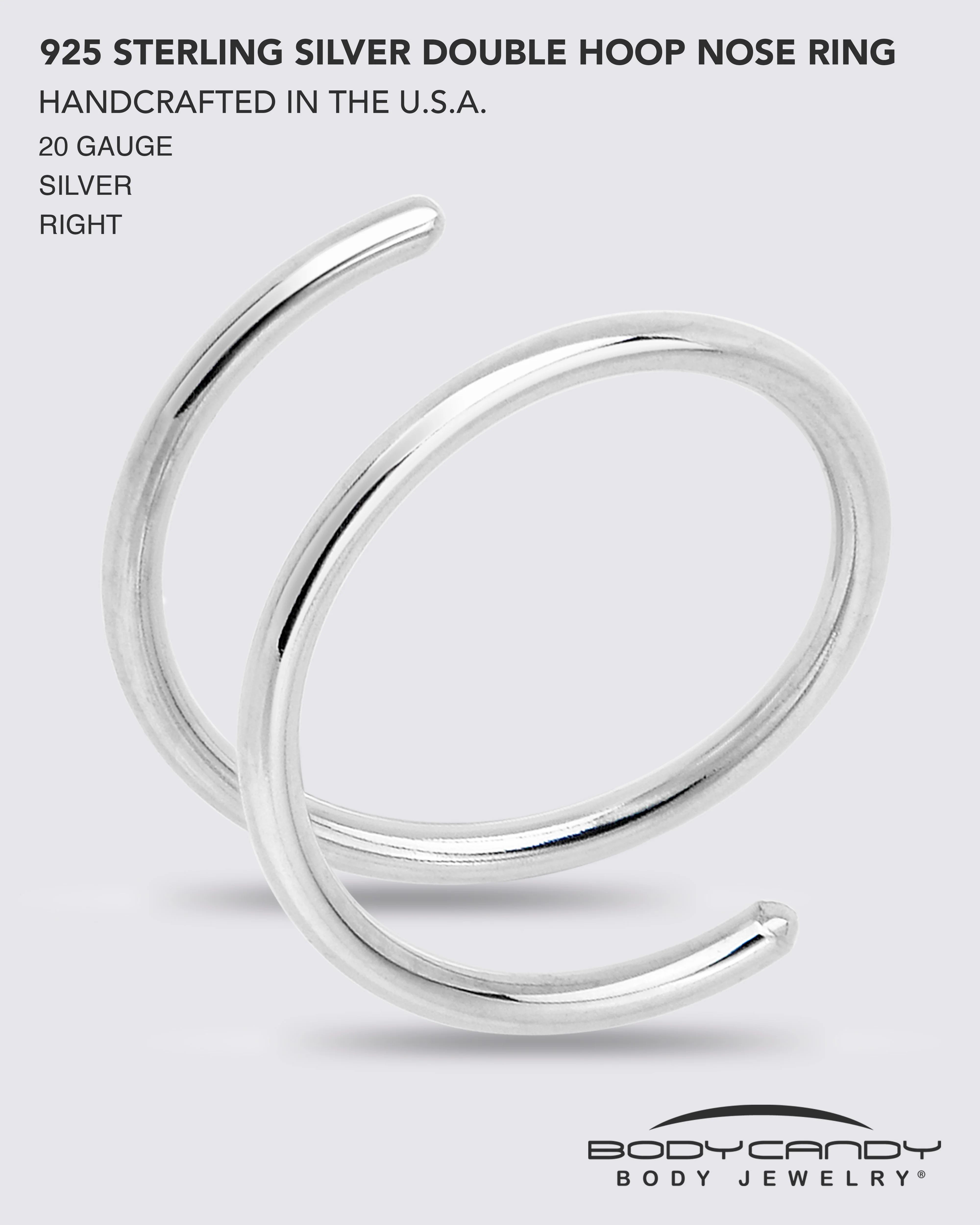 Double Hoop Nose 925 Sterling Silver Spiral Nose Ring - Image 7