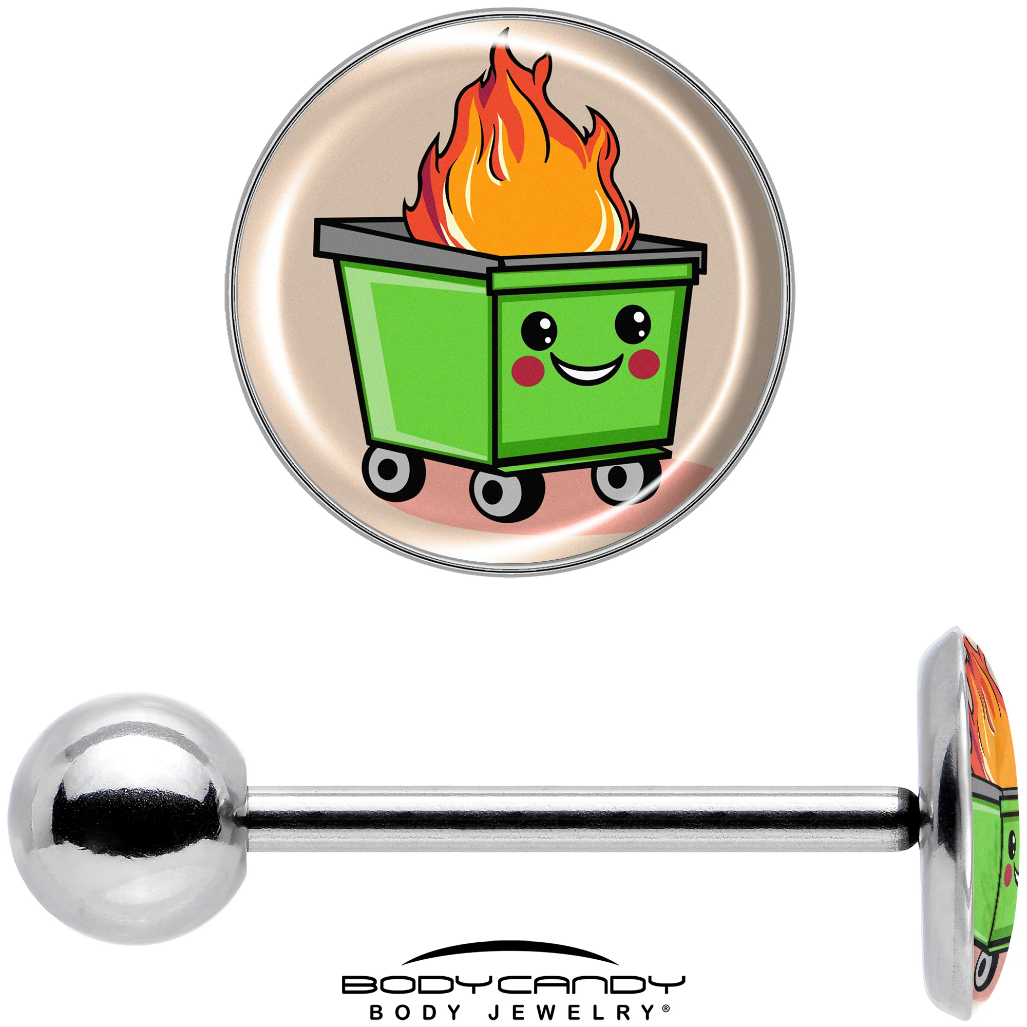 Dumpster Fire Barbell Tongue Ring by Onyx O - Image 7