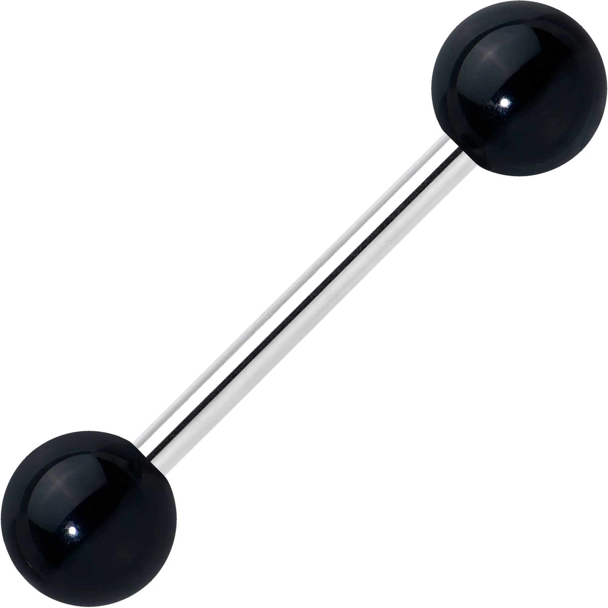 Elegant Black Agate Barbell Tongue Ring