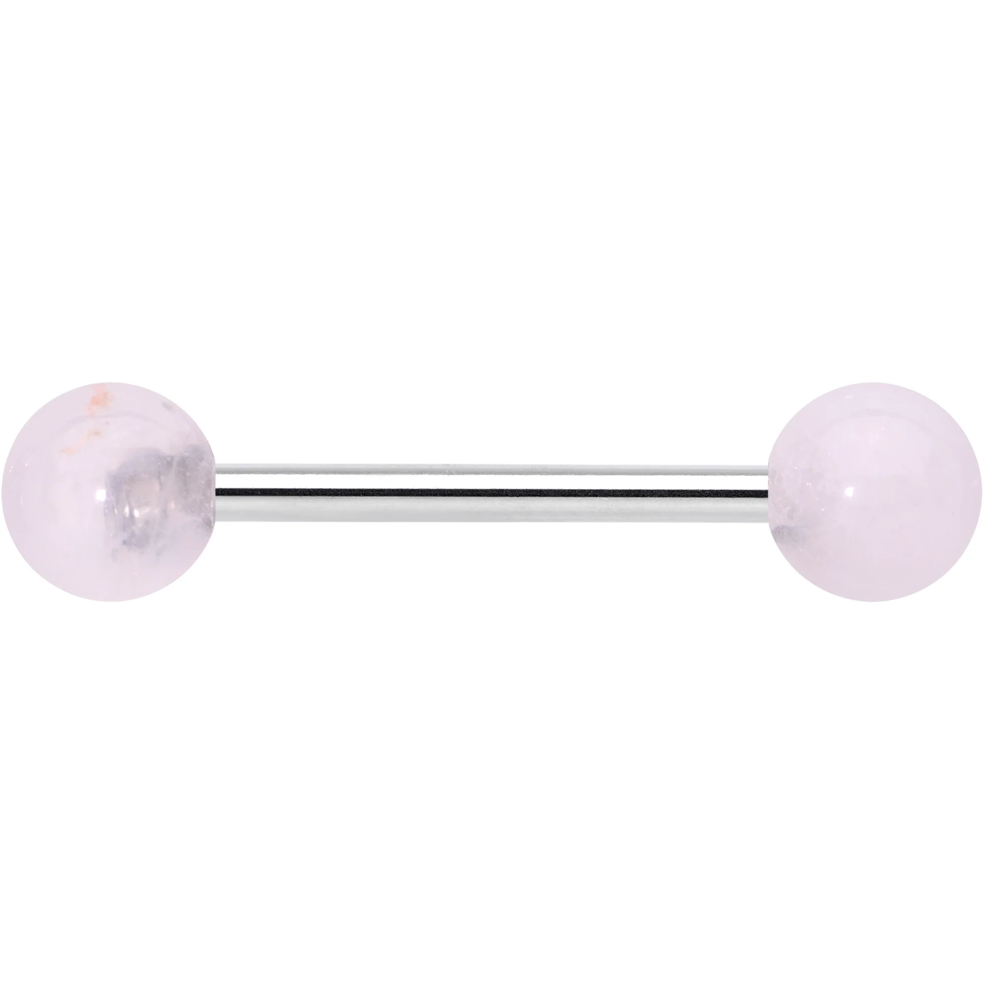 Elegant Pink Rose Quartz Barbell Tongue Ring - Image 2