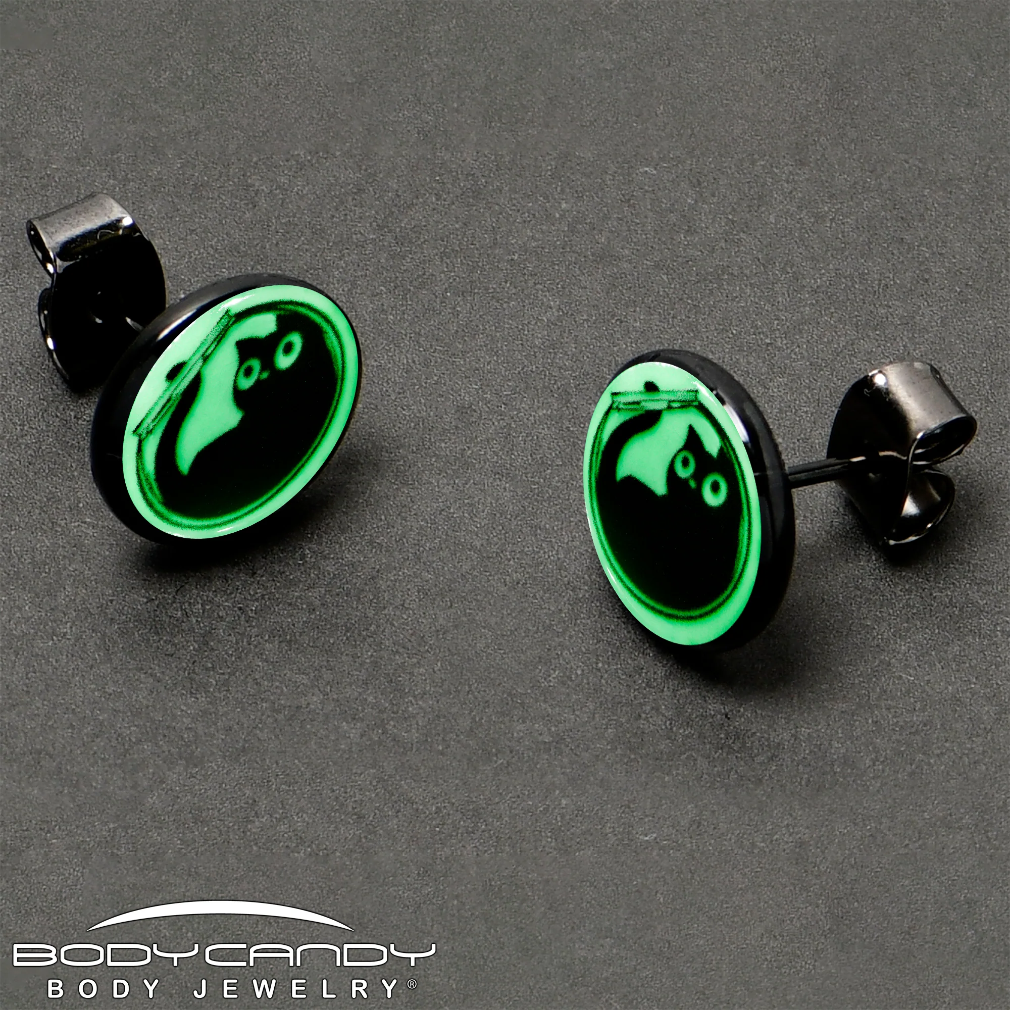 Fishbowl Kitty Cat Glow in the Dark Stud Earrings by Onyx O - Image 9
