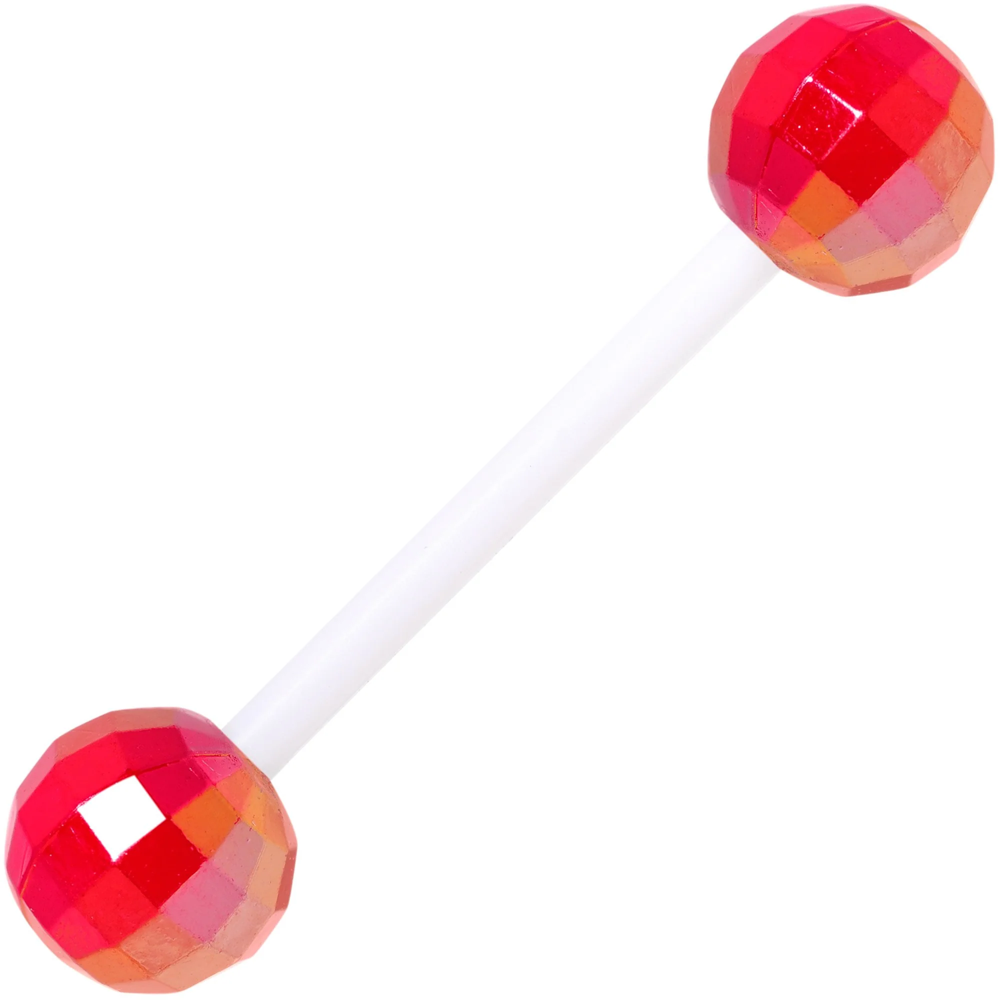 Flexible Acrylic Valentine Disco Ball Barbell Tongue Ring Set of 3 - Image 4