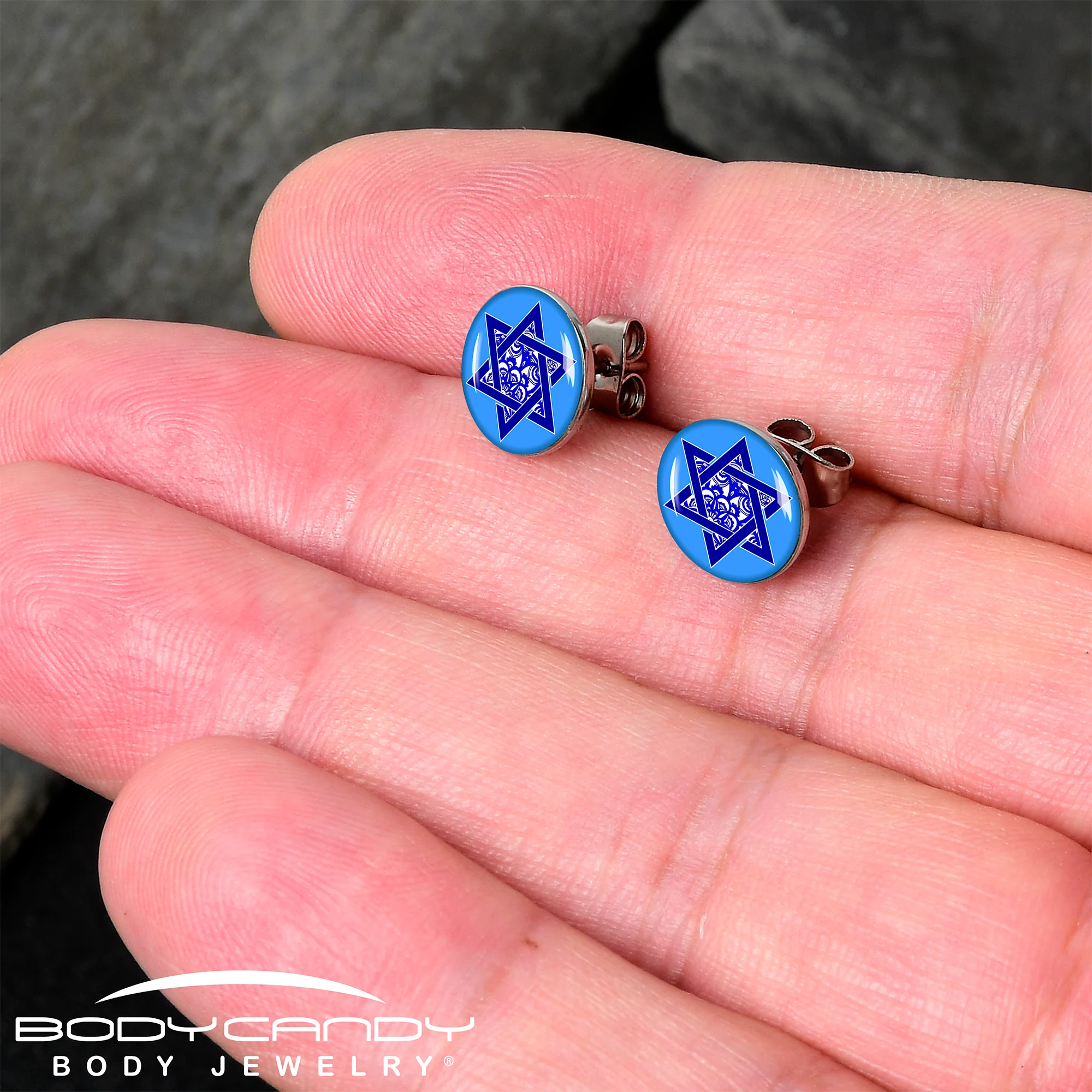 Floral Star of David Stud Earrings by Onyx O - Image 2