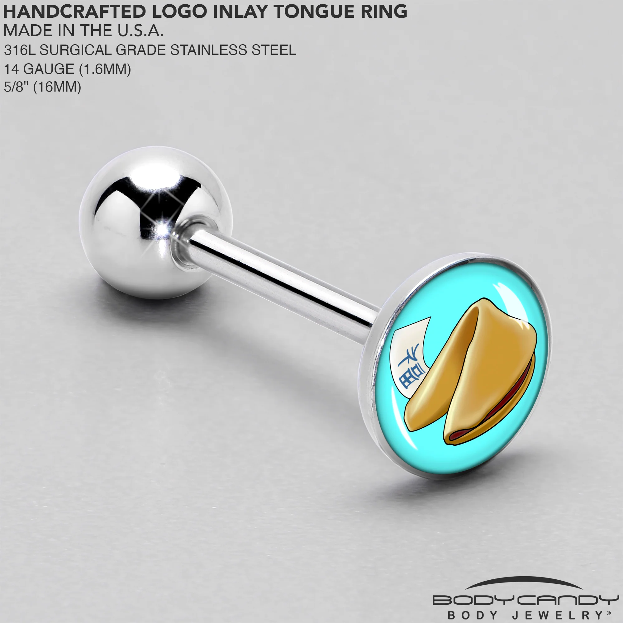 Fortune Cookie Barbell Tongue Ring by Onyx O - Image 4