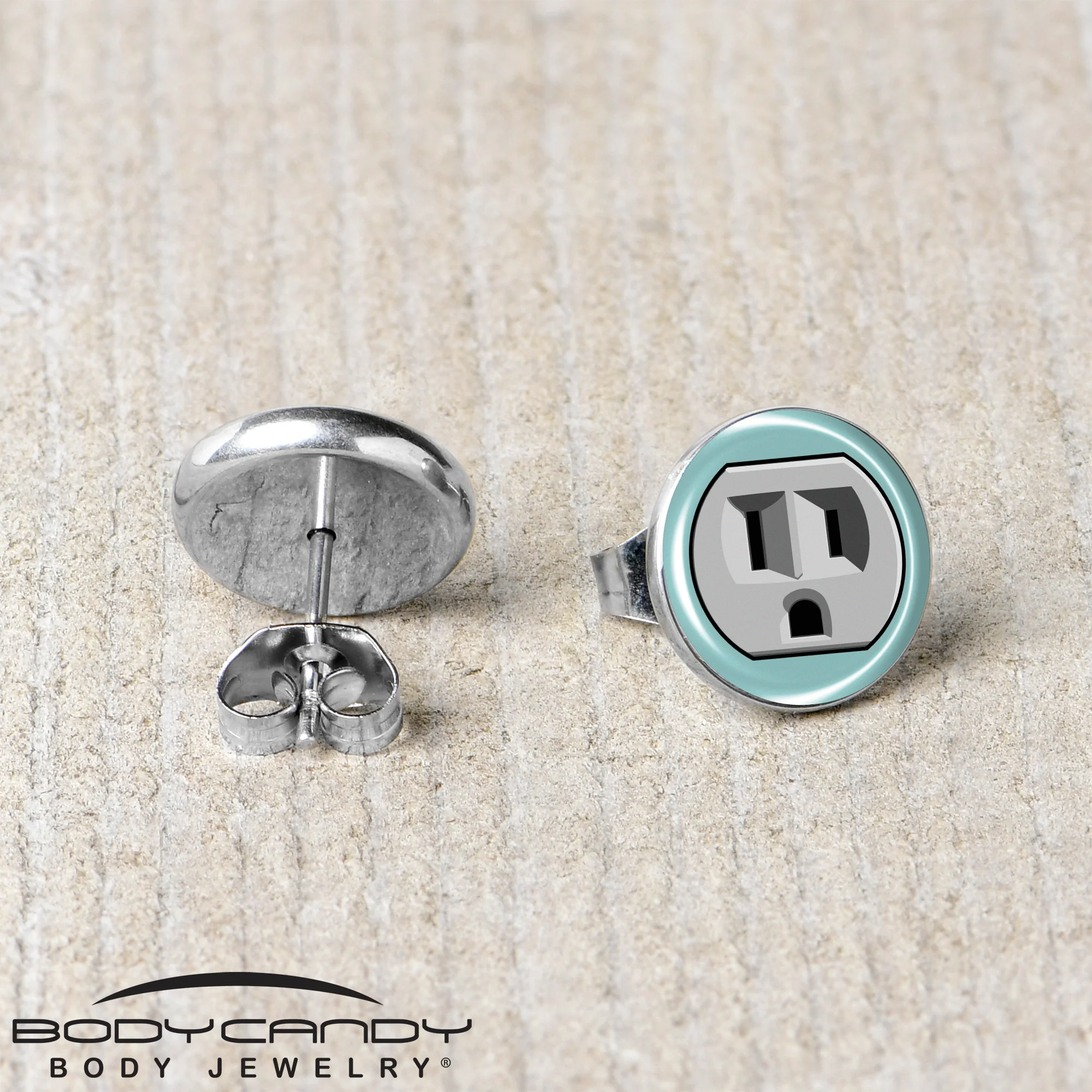 Frowning Plug Outlet Stud Earrings by Onyx O - Image 5
