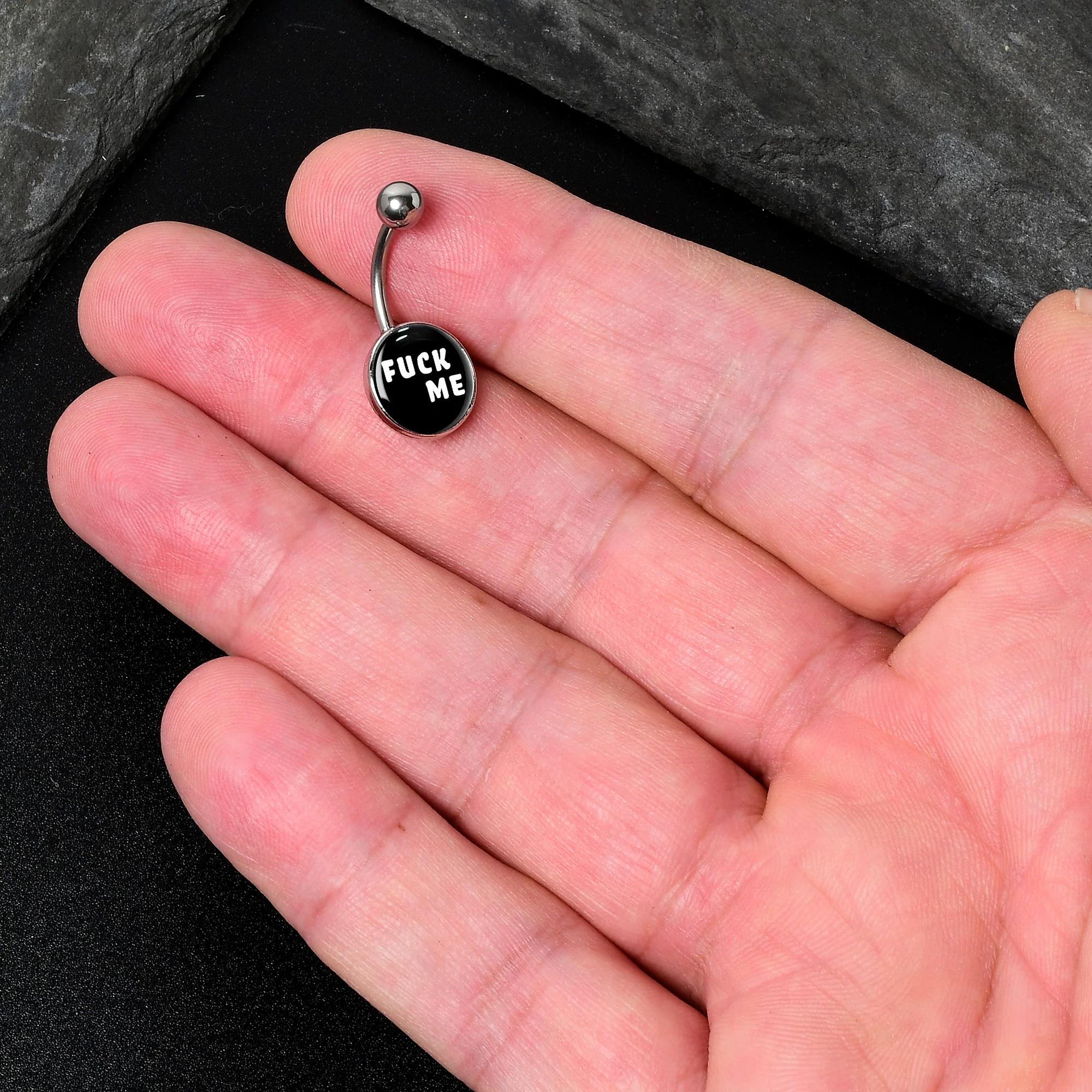 F*ck Me Black White Belly Ring - Image 2