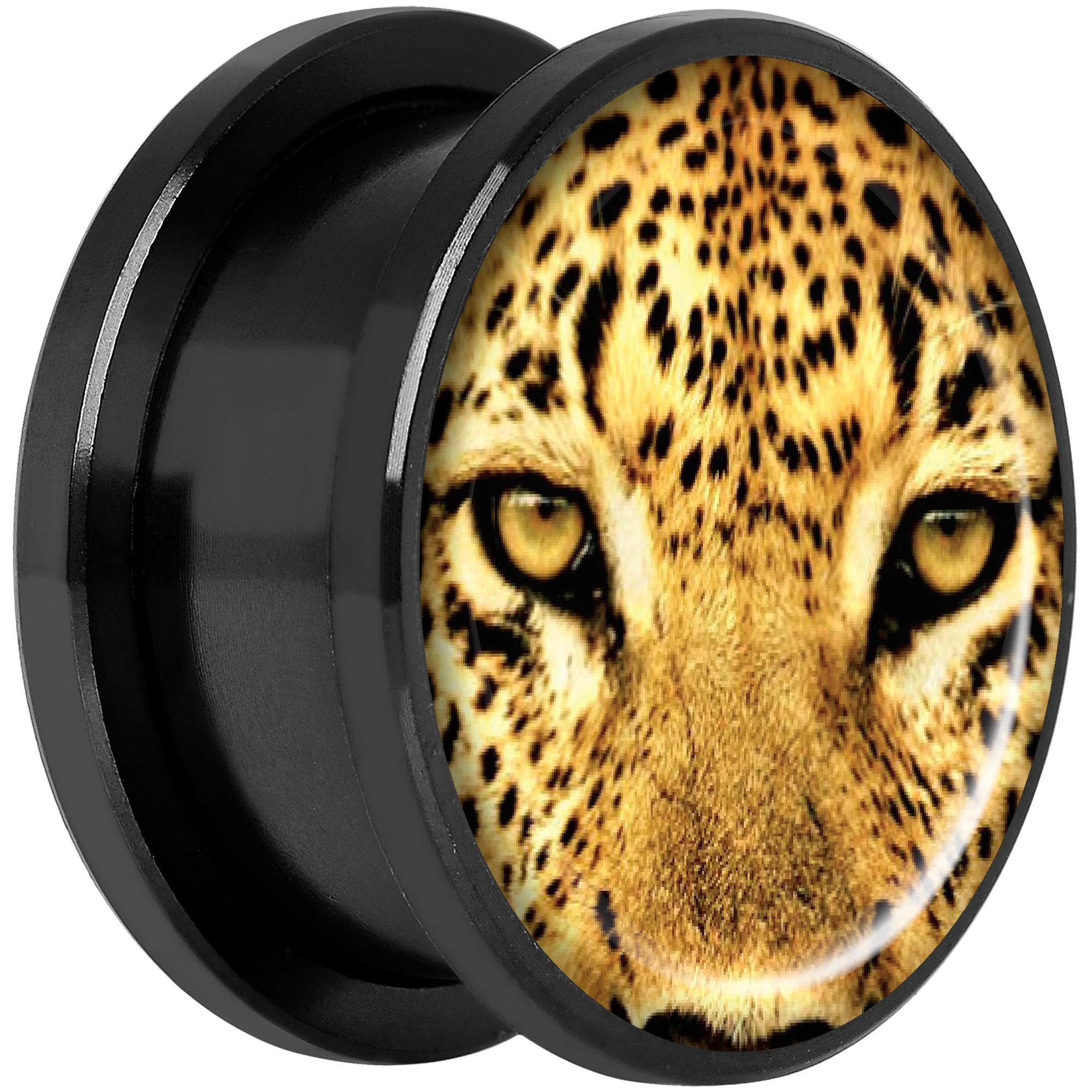 Full Color Leopard Eyes Black Anodized Screw Fit Plug Set 18mm - Image 2