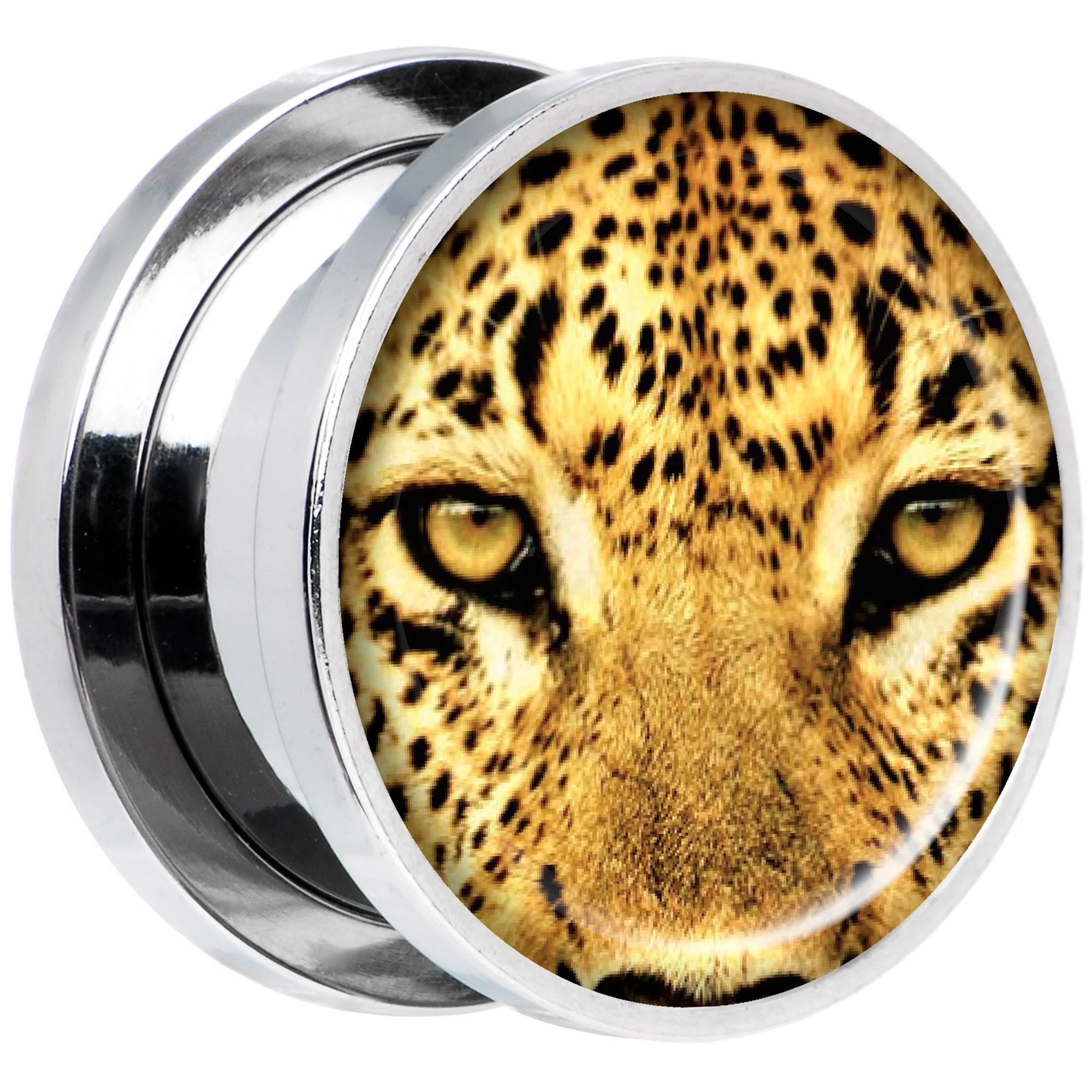 Full Color Leopard Eyes Steel Screw Fit Plug Set 5/8 - Image 2
