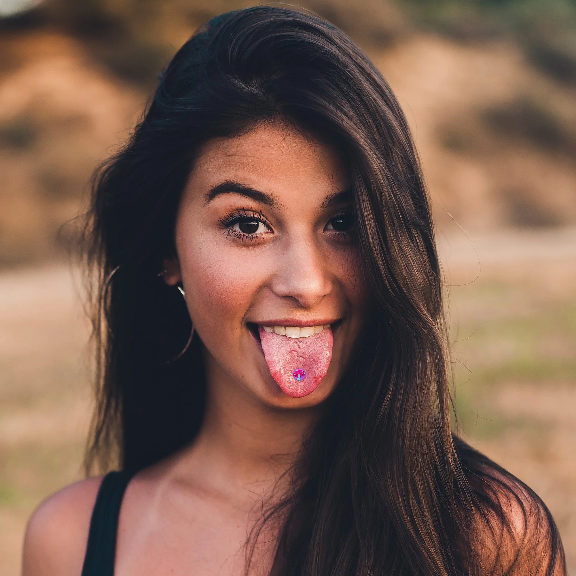 Funky Floral Mushroom Barbell Tongue Ring by Onyx O - Image 4