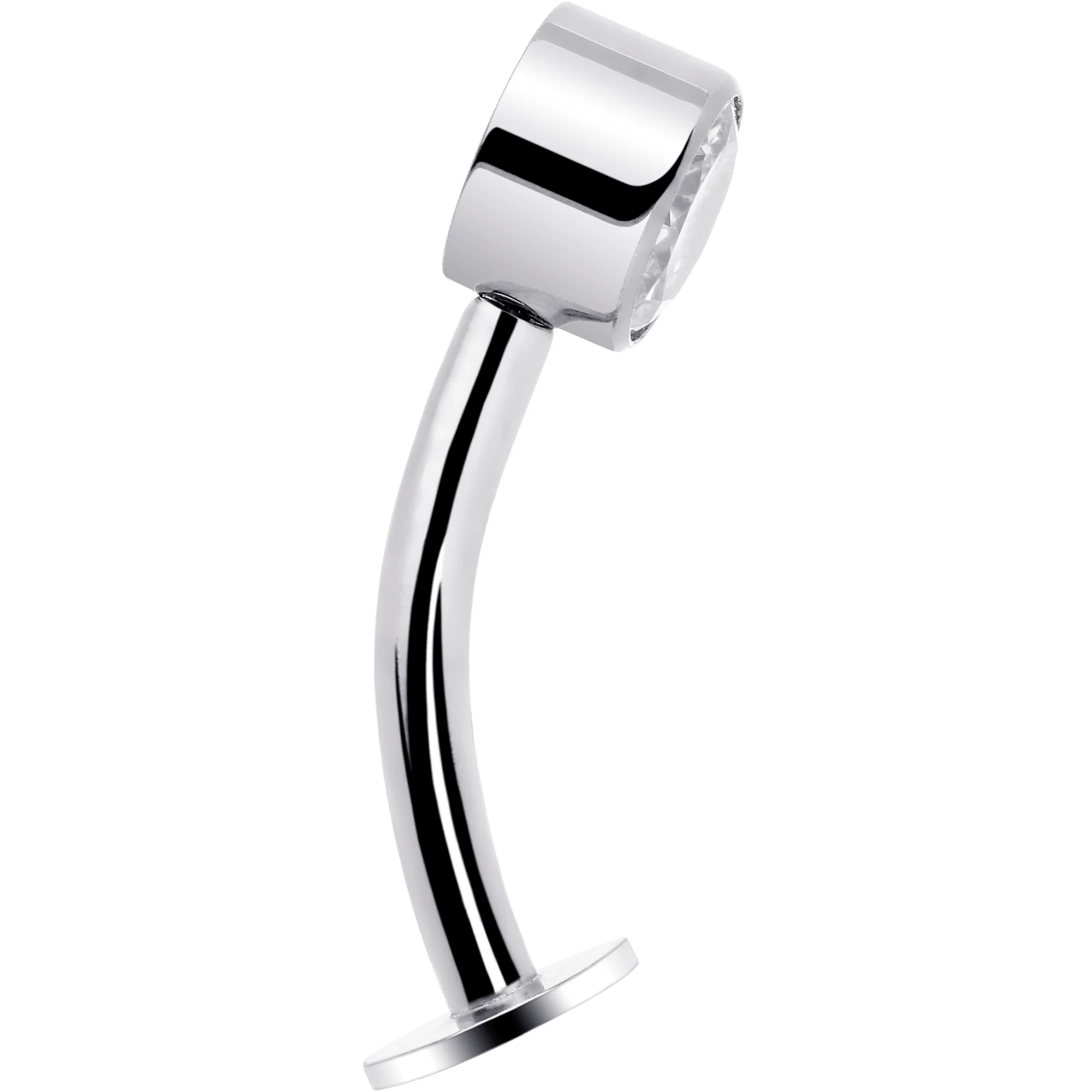 Bezel Gem Titanium Threadless Floating Belly Ring - Image 3