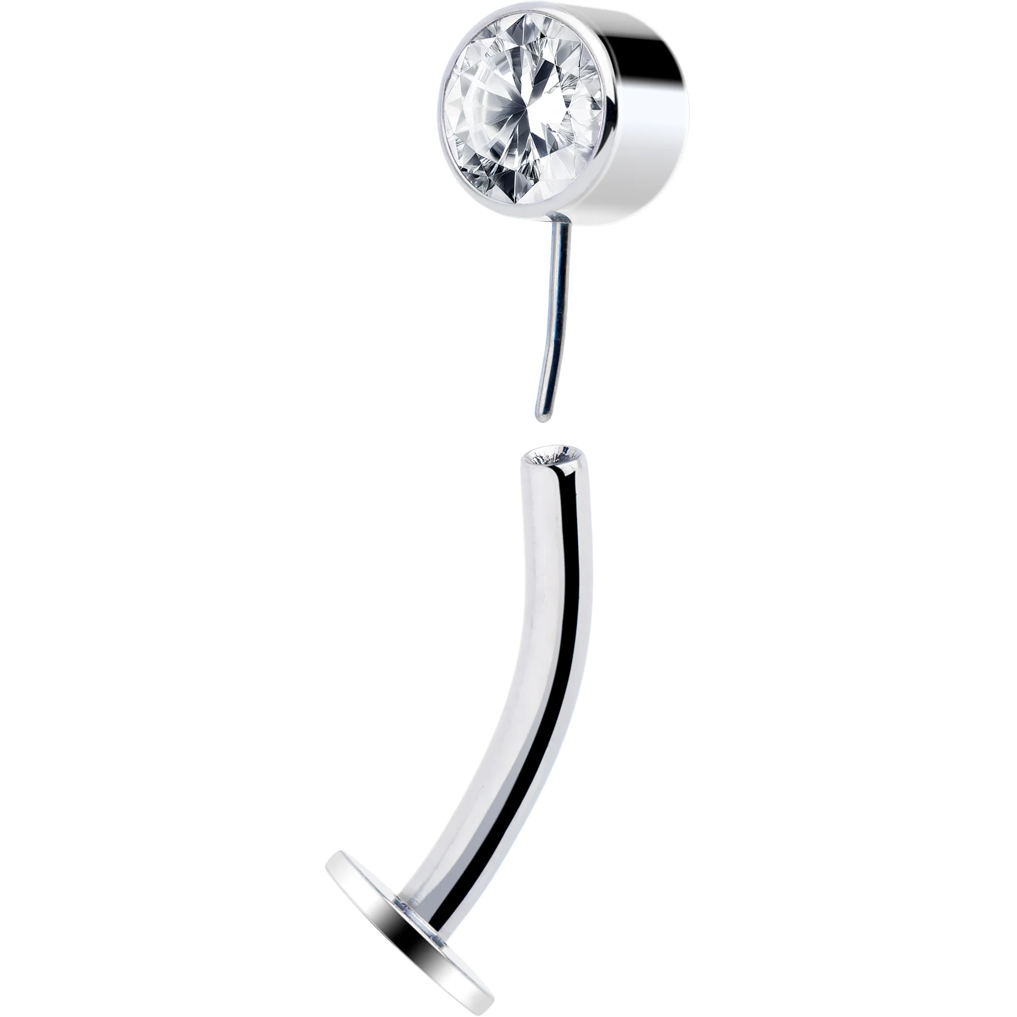 Bezel Gem Titanium Threadless Floating Belly Ring - Image 4