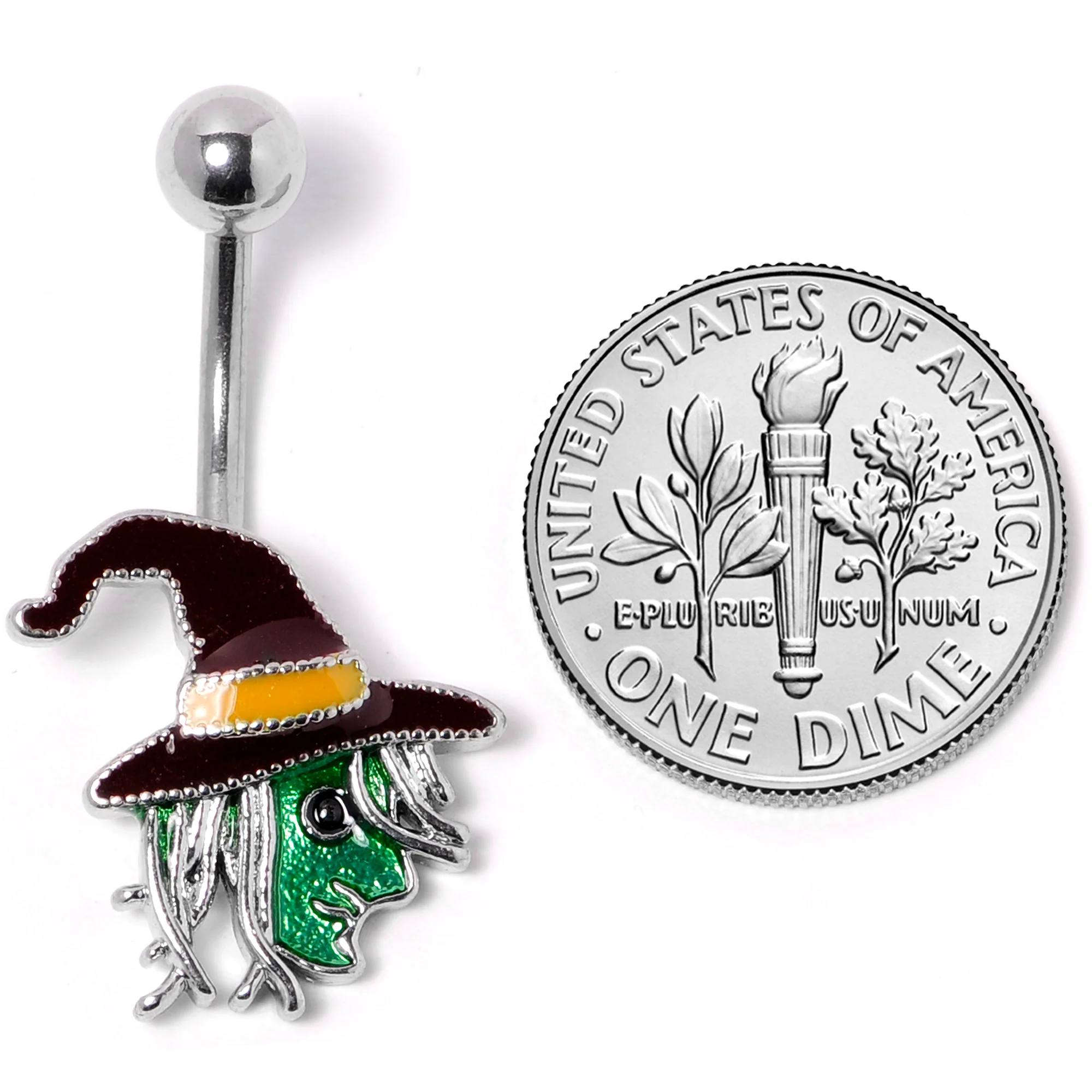 Ghastly Green Woods Witch Halloween Belly Ring - Image 4
