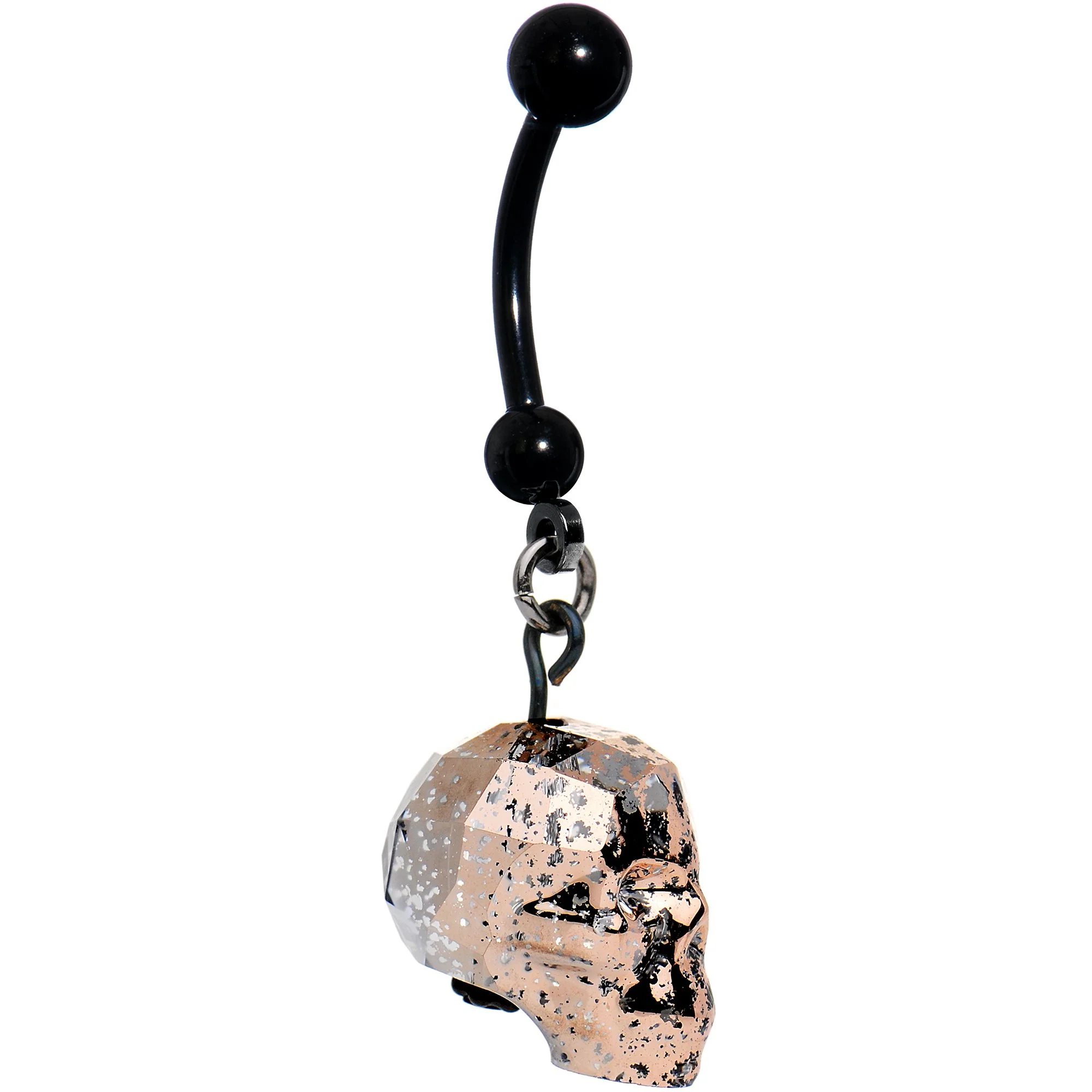 Glam Skull Halloween Dangle Belly Ring Created with Crystals - Image 2