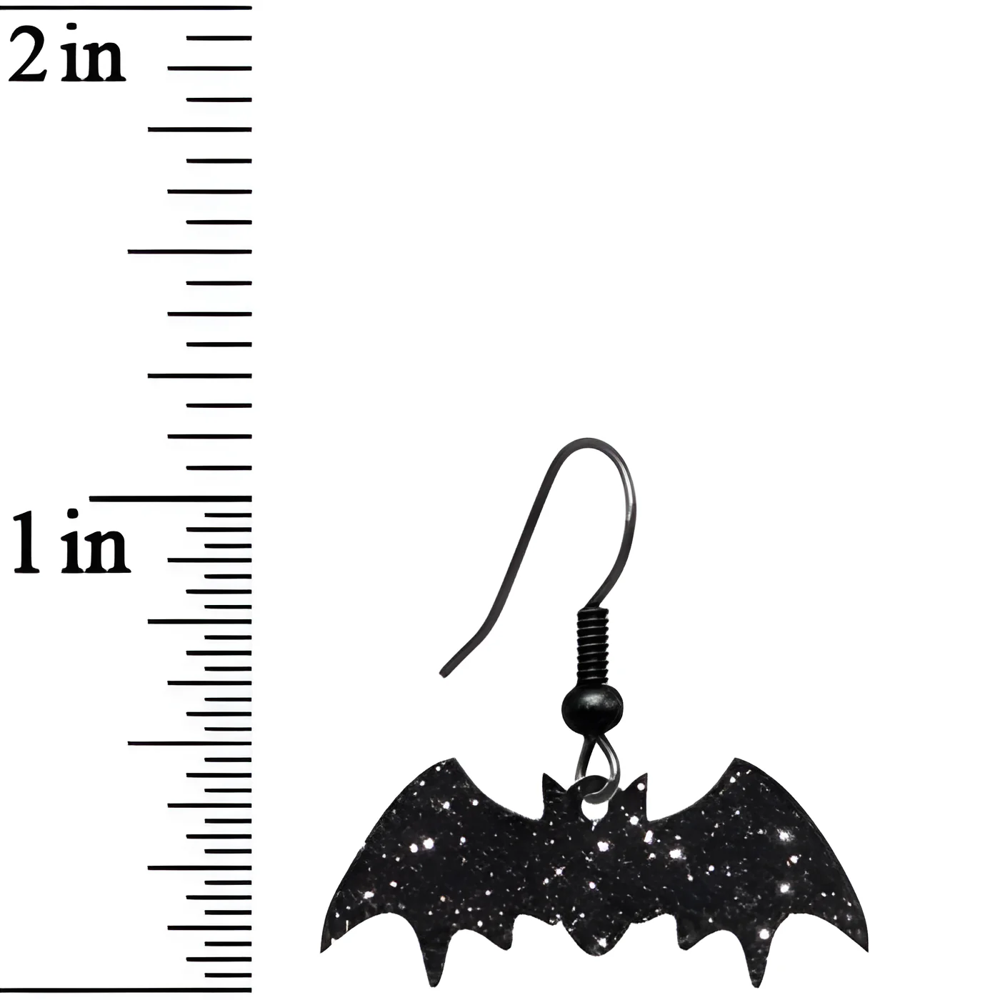 Glittery Black Bat Dangle Earrings - Image 3
