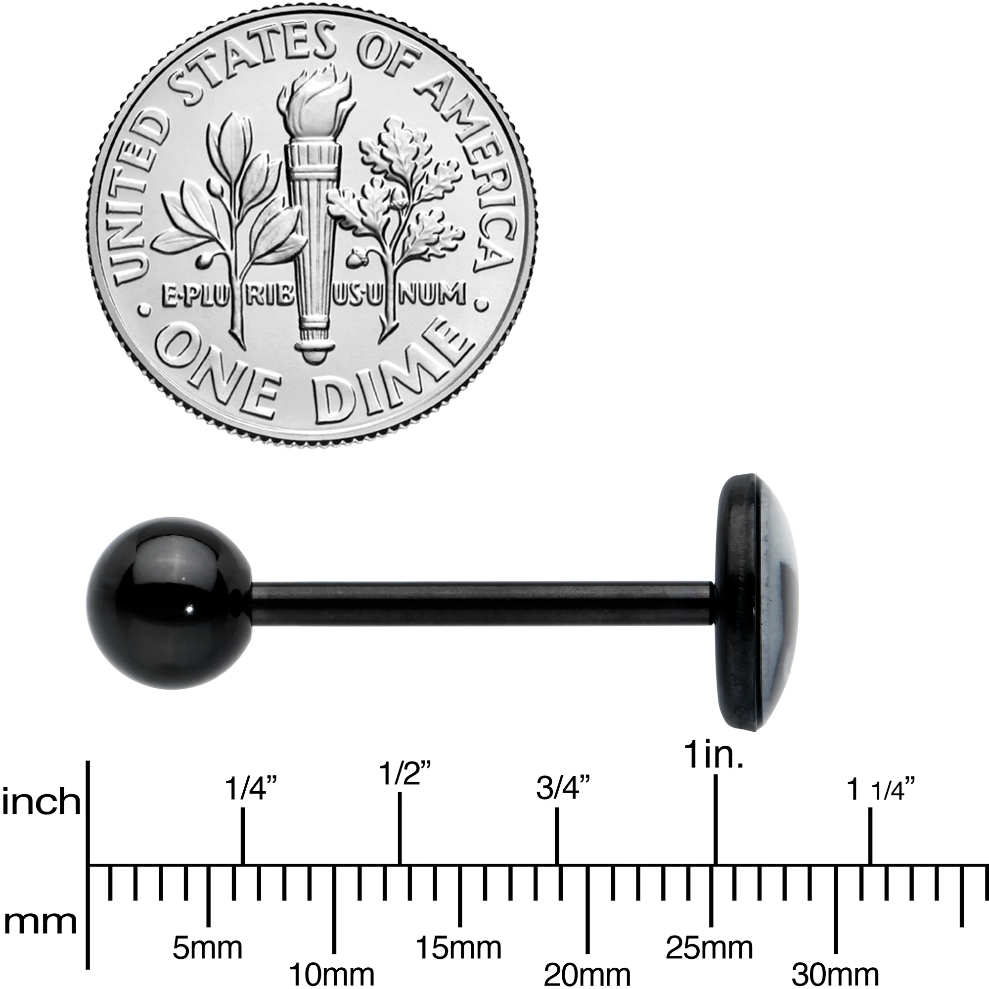 Glow in the Dark Black Anodized Peeking Black Cat Barbell Tongue Ring by Onyx O - Image 4