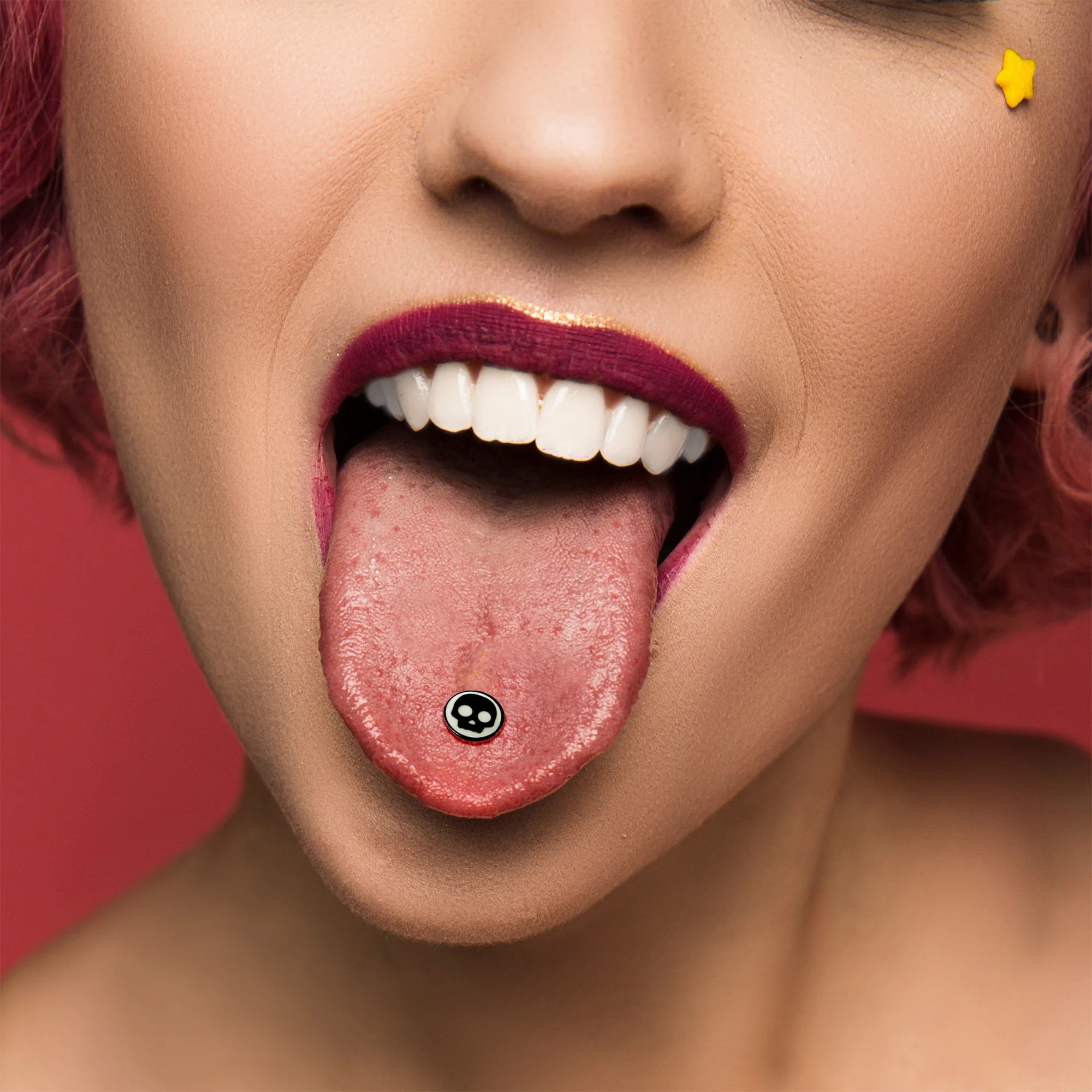 Glow in the Dark Black Anodized Simple Skull Barbell Tongue Ring by Onyx O - Image 3