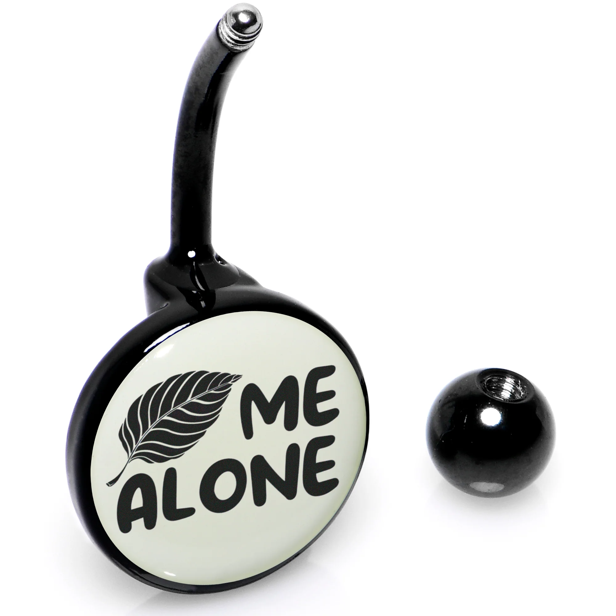 Glow in the Dark Black Leaf Me Alone Belly Ring by Onyx O - Image 7