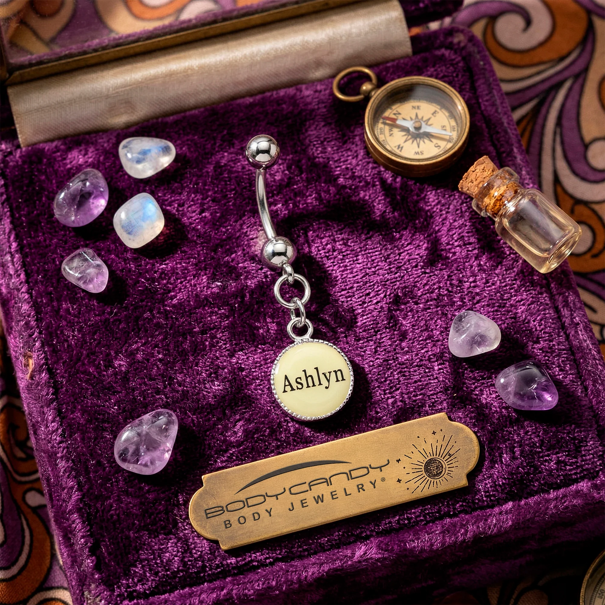 Custom Glow in the Dark Personalized Name Dangle Belly Ring - Image 5