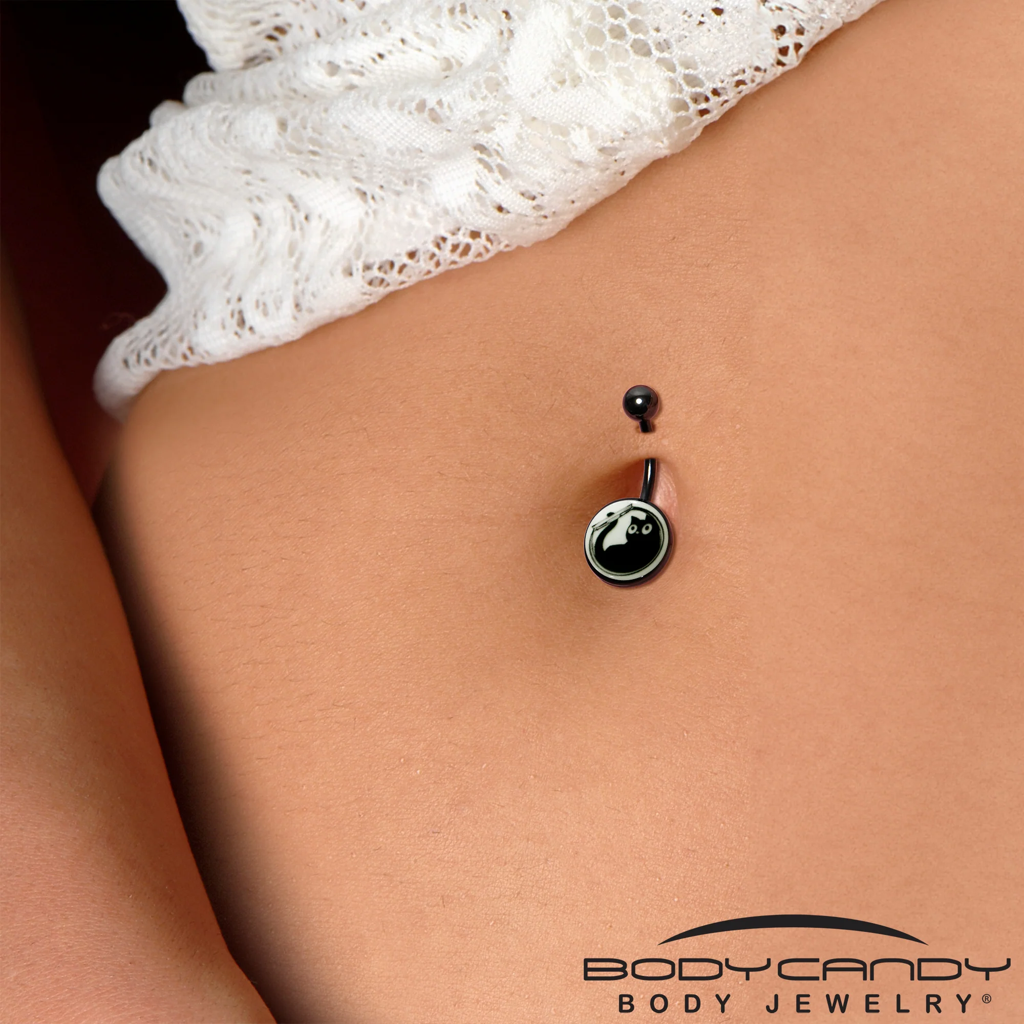 Glow in the Dark Fishbowl Kitty Cat Belly Ring by Onyx O - Image 4