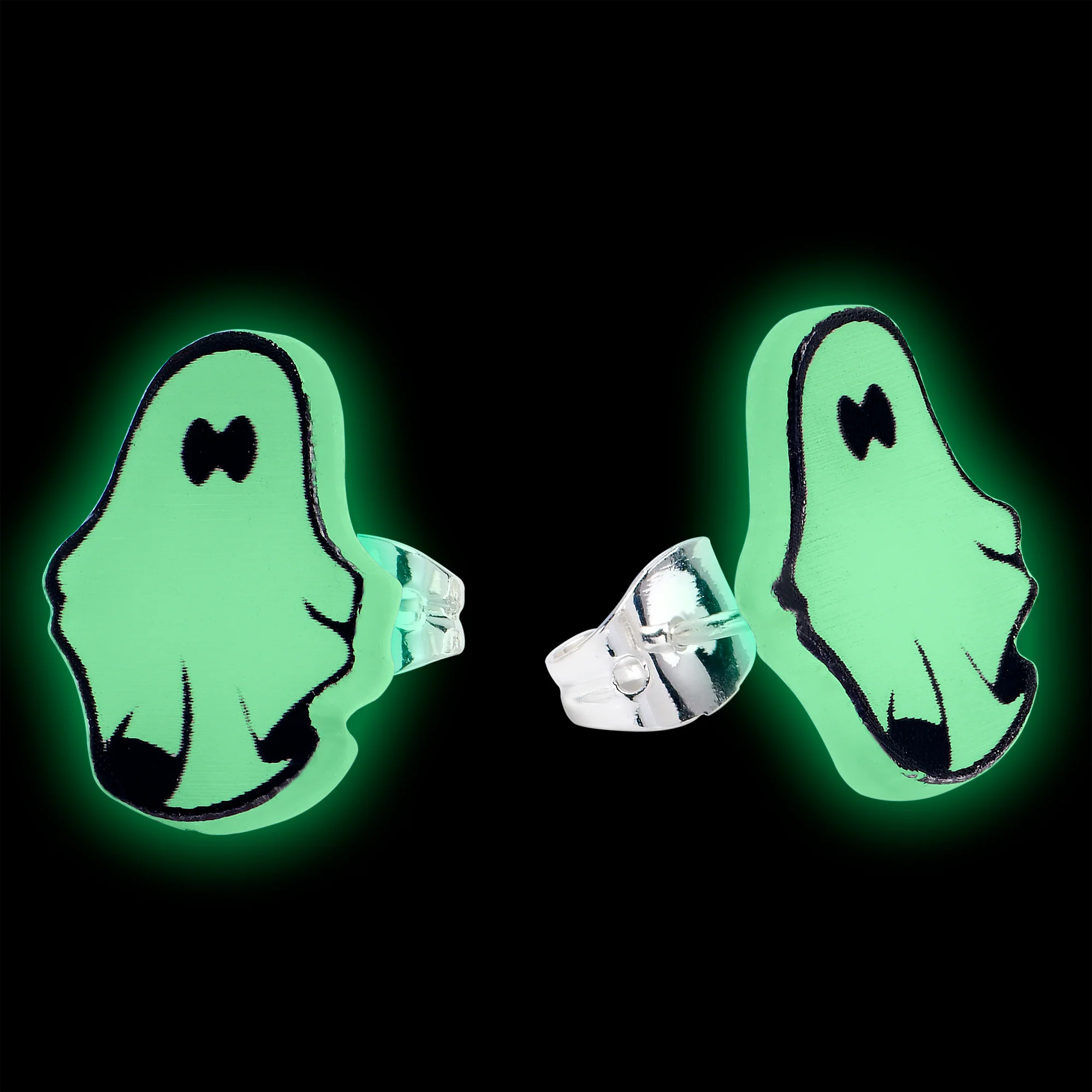 Glow In The Dark Ghost Stud Earrings - Image 2