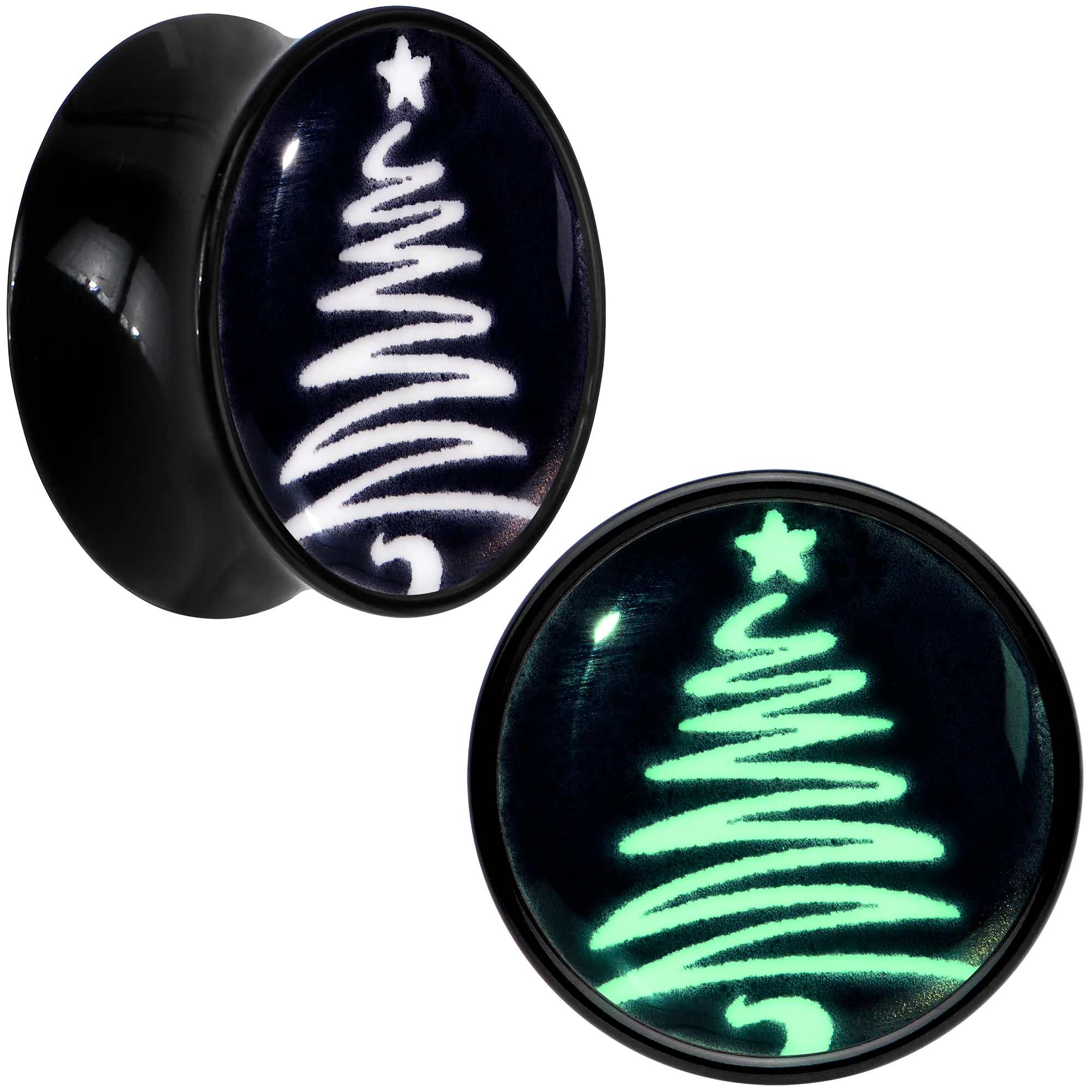 Glow in the Dark Holiday Christmas Tree Acrylic Saddle Plug Set by Onyx O - Image 7