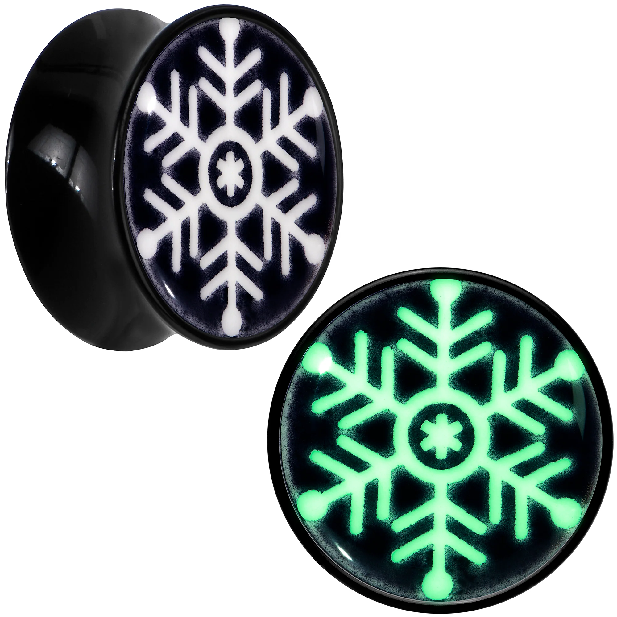 Glow in the Dark Holiday Snowflake Black Acrylic Saddle Plug Set by Onyx O - Image 10