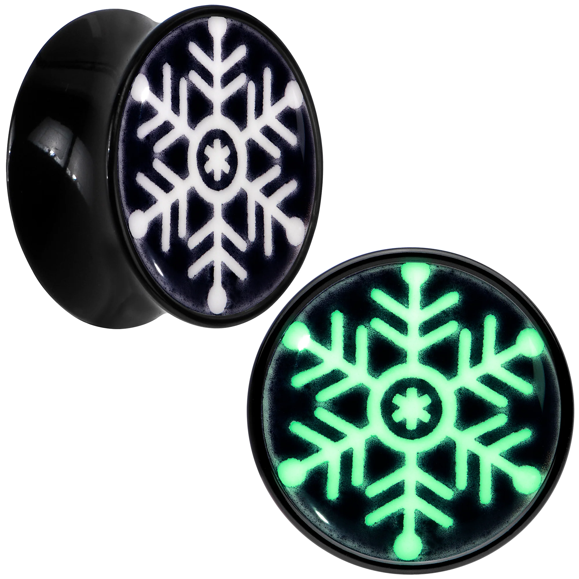 Glow in the Dark Holiday Snowflake Black Acrylic Saddle Plug Set by Onyx O - Image 8
