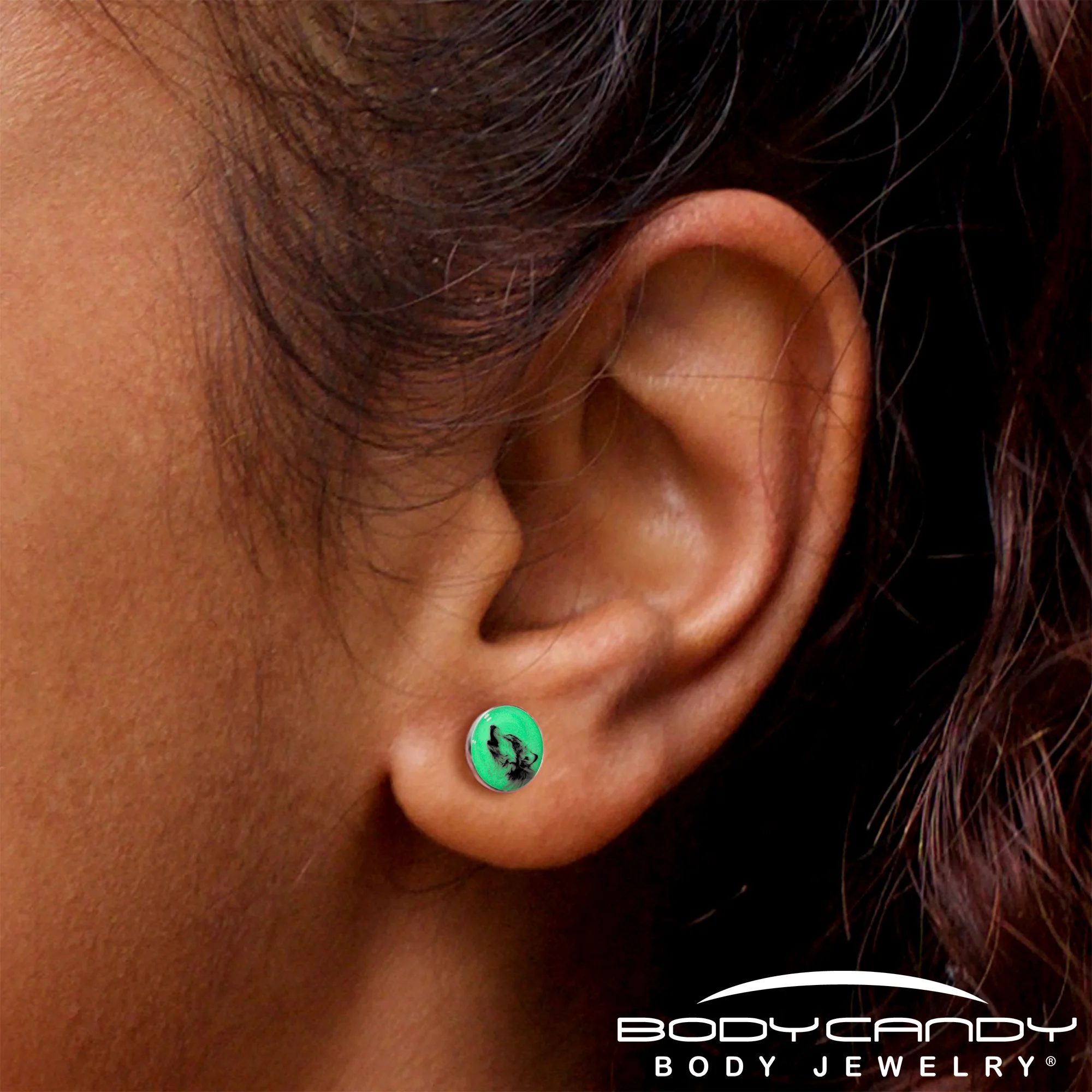 Glow in the Dark Howling Wolf Stud Earrings - Image 2