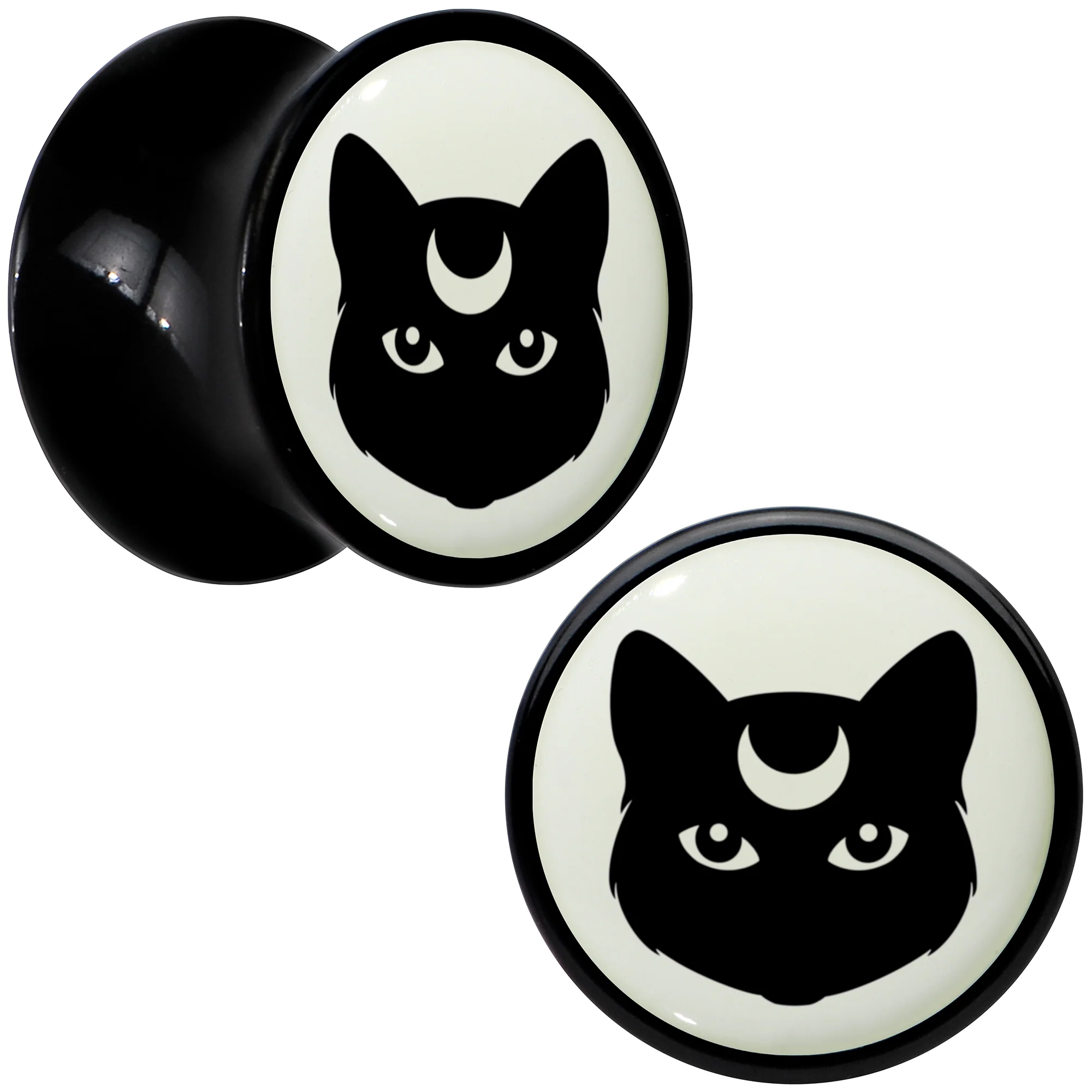 Glow in the Dark Mystic Kitty Cat Black Acrylic Saddle Plug Set by Onyx O - Image 14