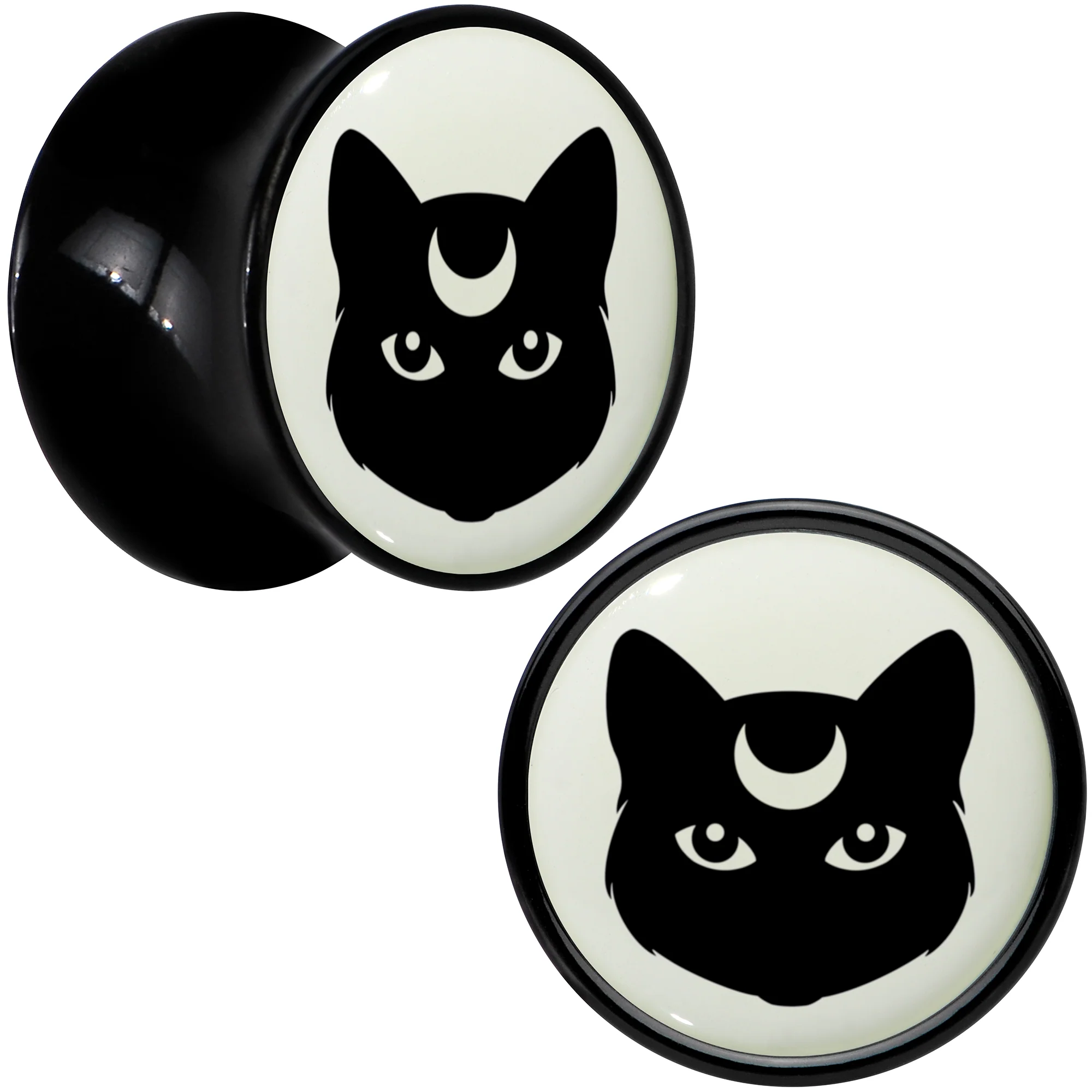 Glow in the Dark Mystic Kitty Cat Black Acrylic Saddle Plug Set by Onyx O - Image 9