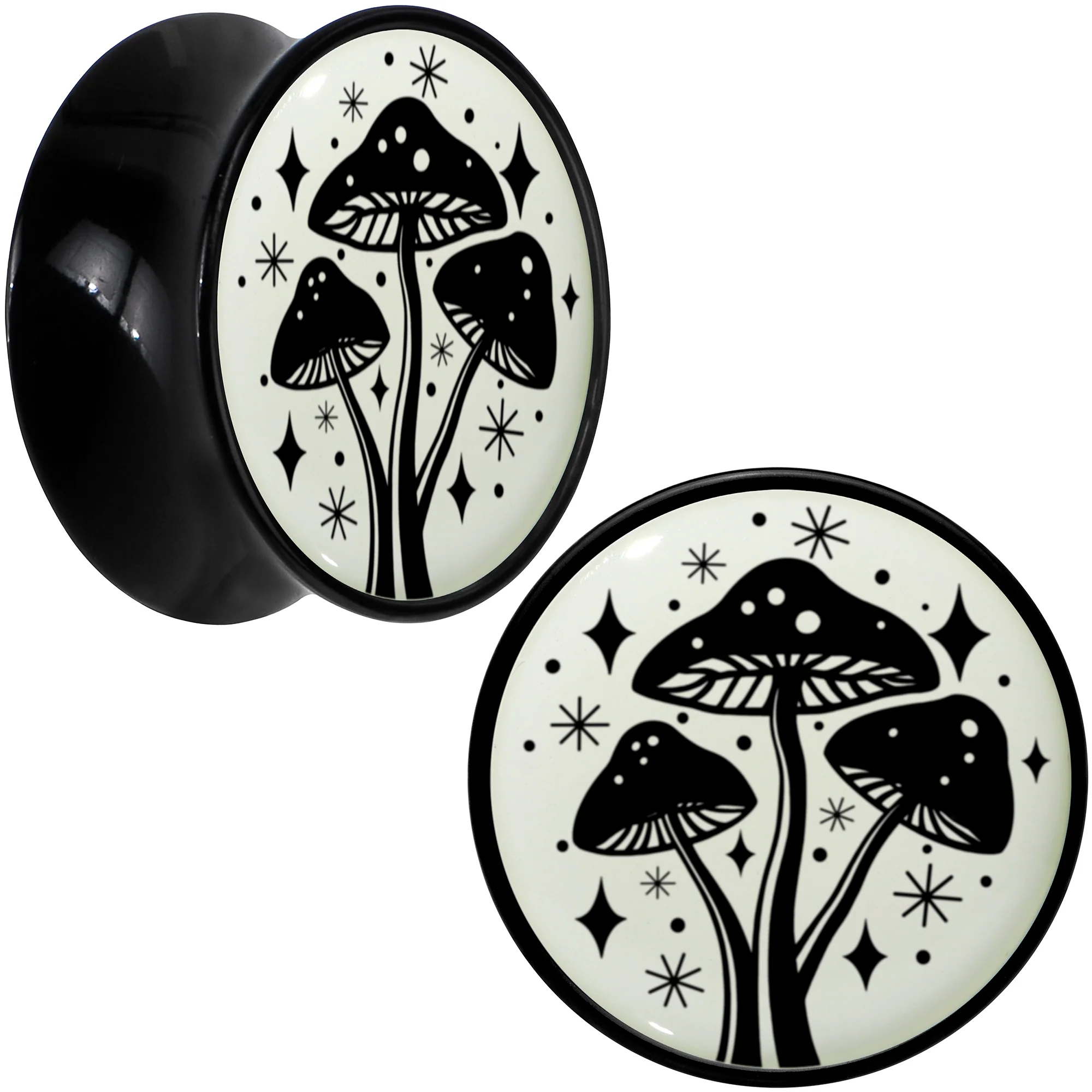 Glow in the Dark Mystic Mushroom Black Acrylic Saddle Plug Set by Onyx O - Image 13