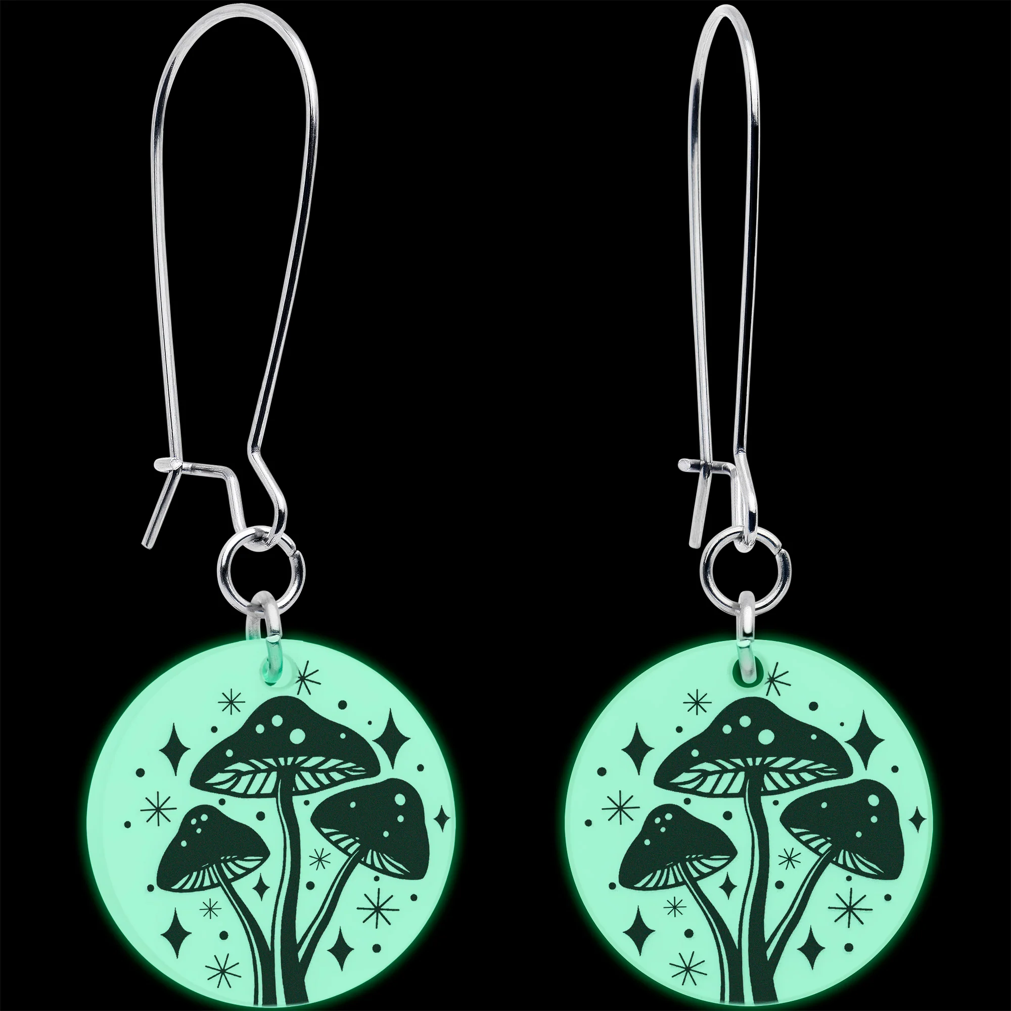 Glow in the Dark Mystic Mushroom Dangle Earrings by Onyx O - Image 2