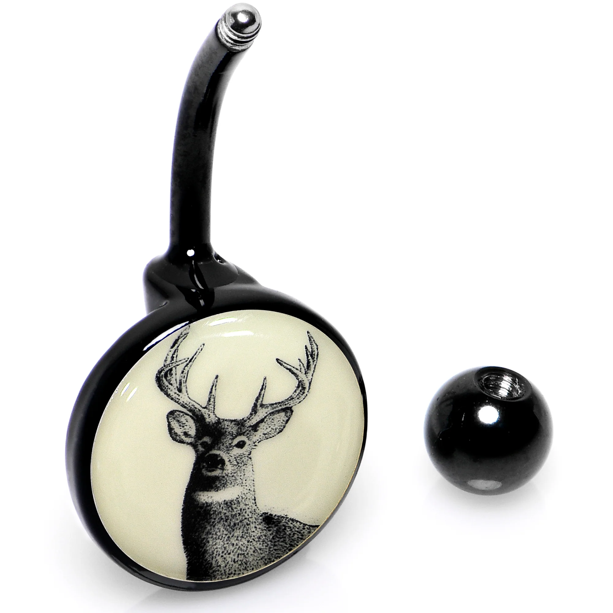 Glow in the Dark Titanium Deer Buck Belly Ring - Image 7