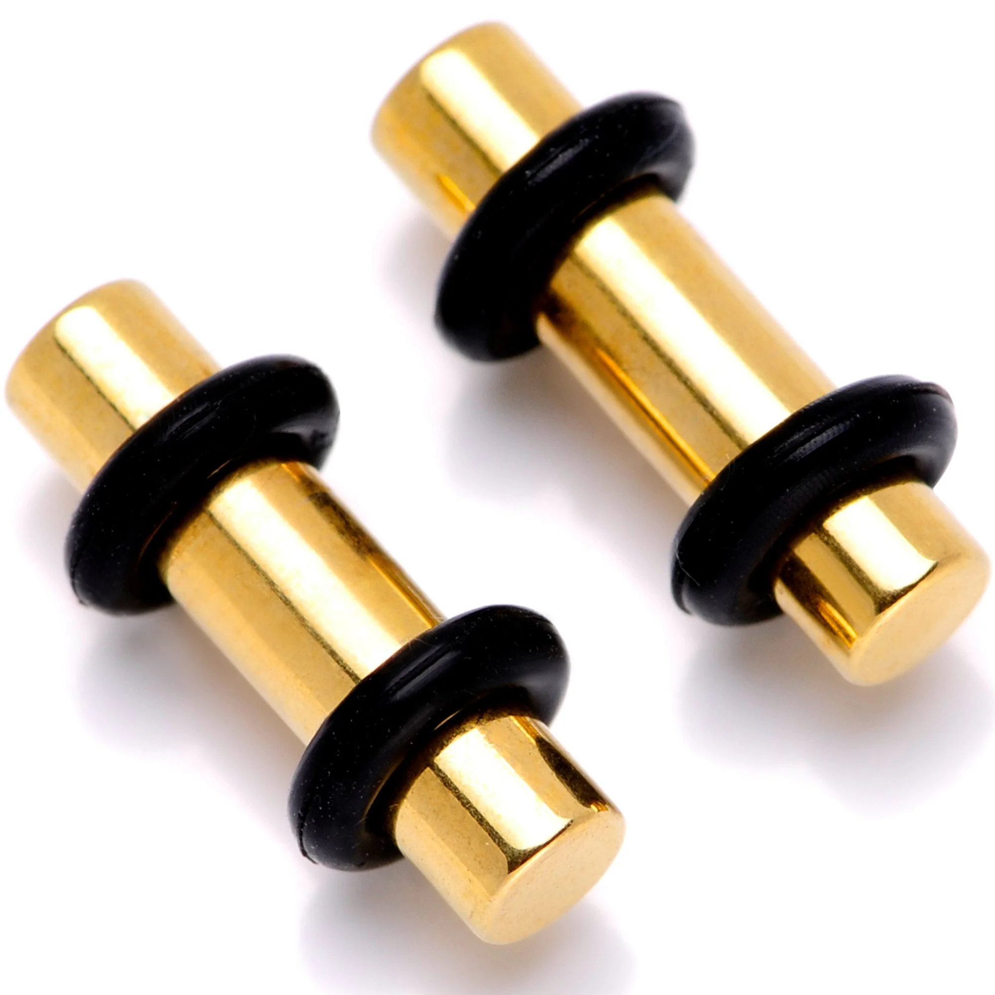 Gold Tone Anodized Titanium Micro Straight Plug Set 14G to 8G - Image 5