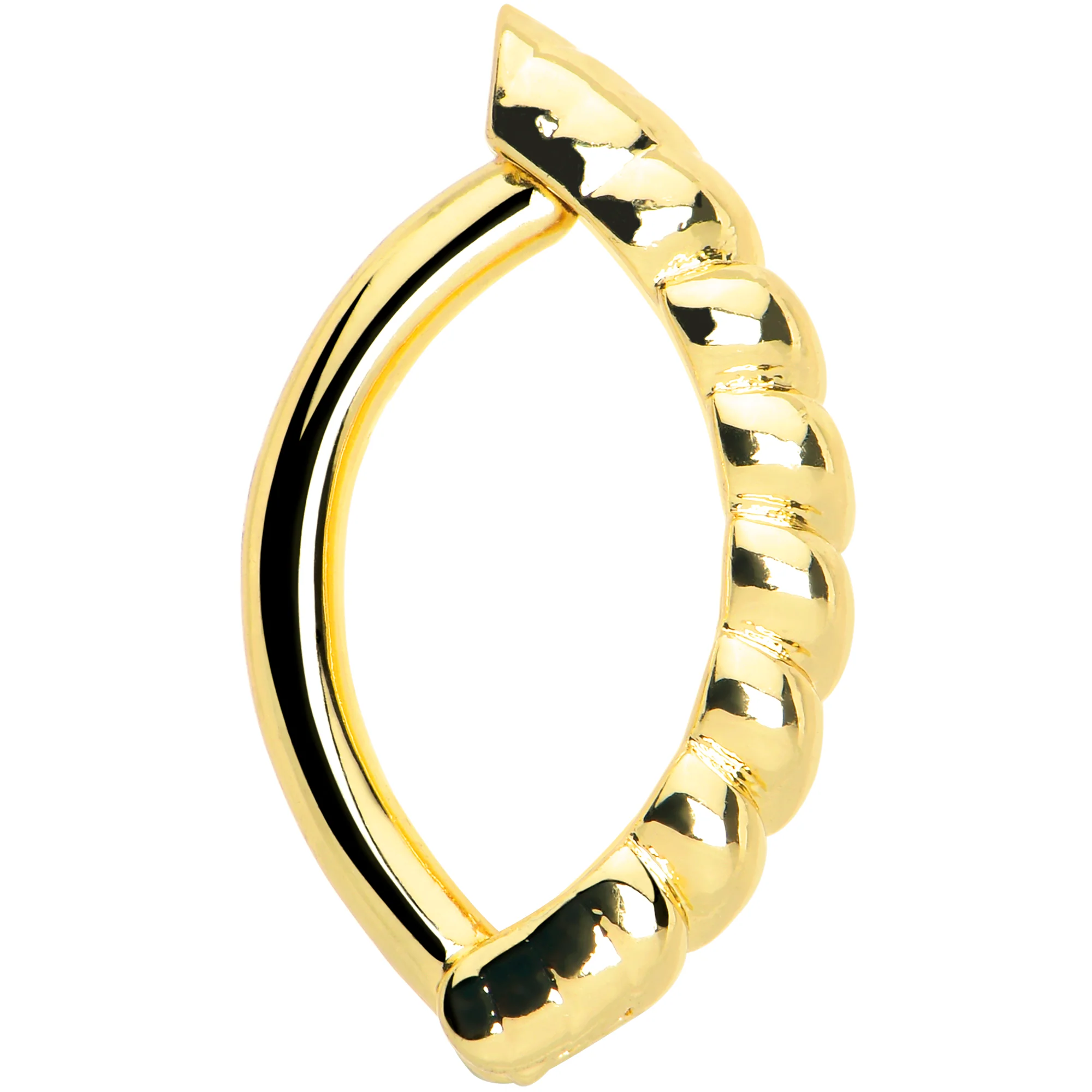 Gold Tone Classic Rope Style Hinged Hoop Belly Ring - Image 8