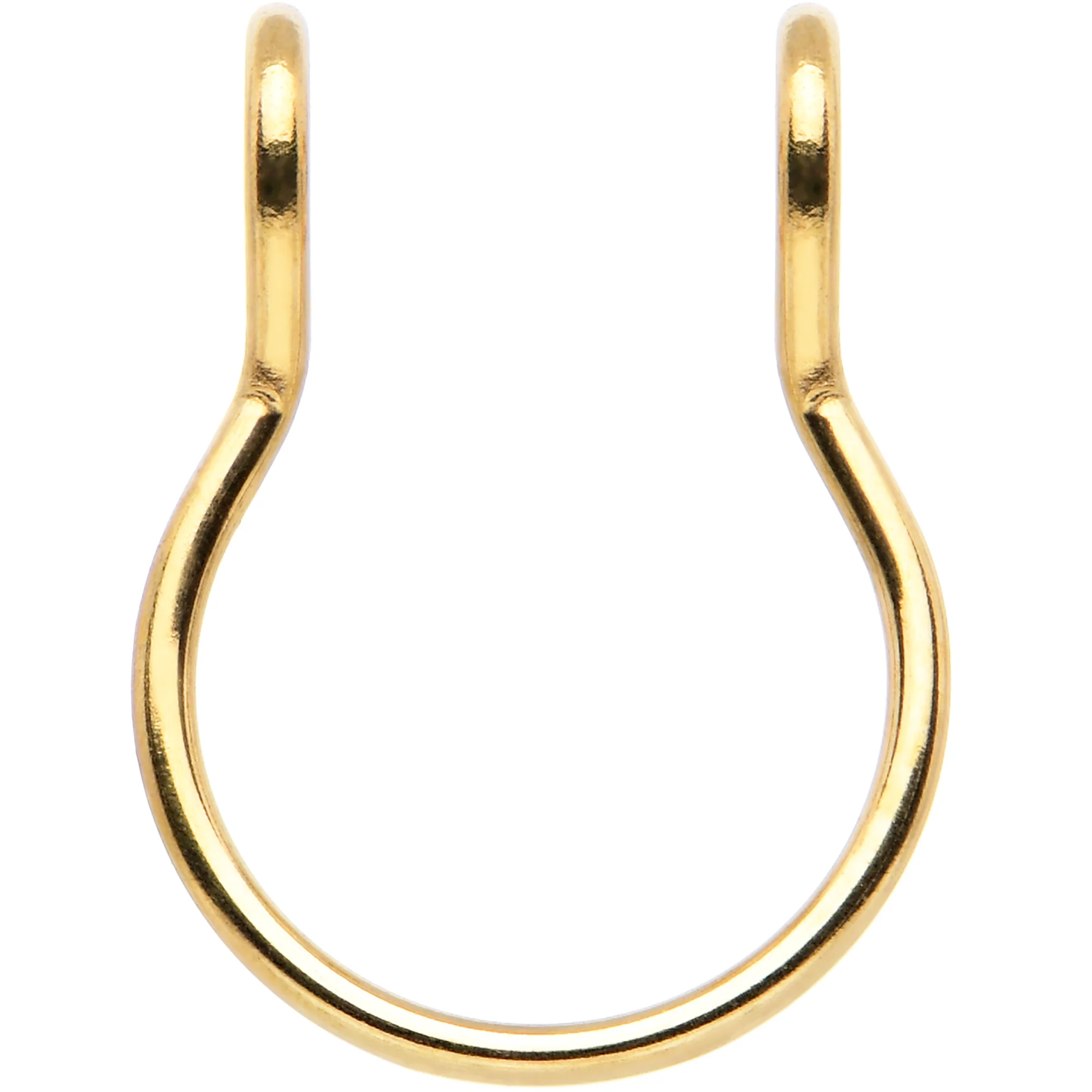 Gold Tone Stainless Steel Clip on Fake Septum Nose Hoop - Image 2