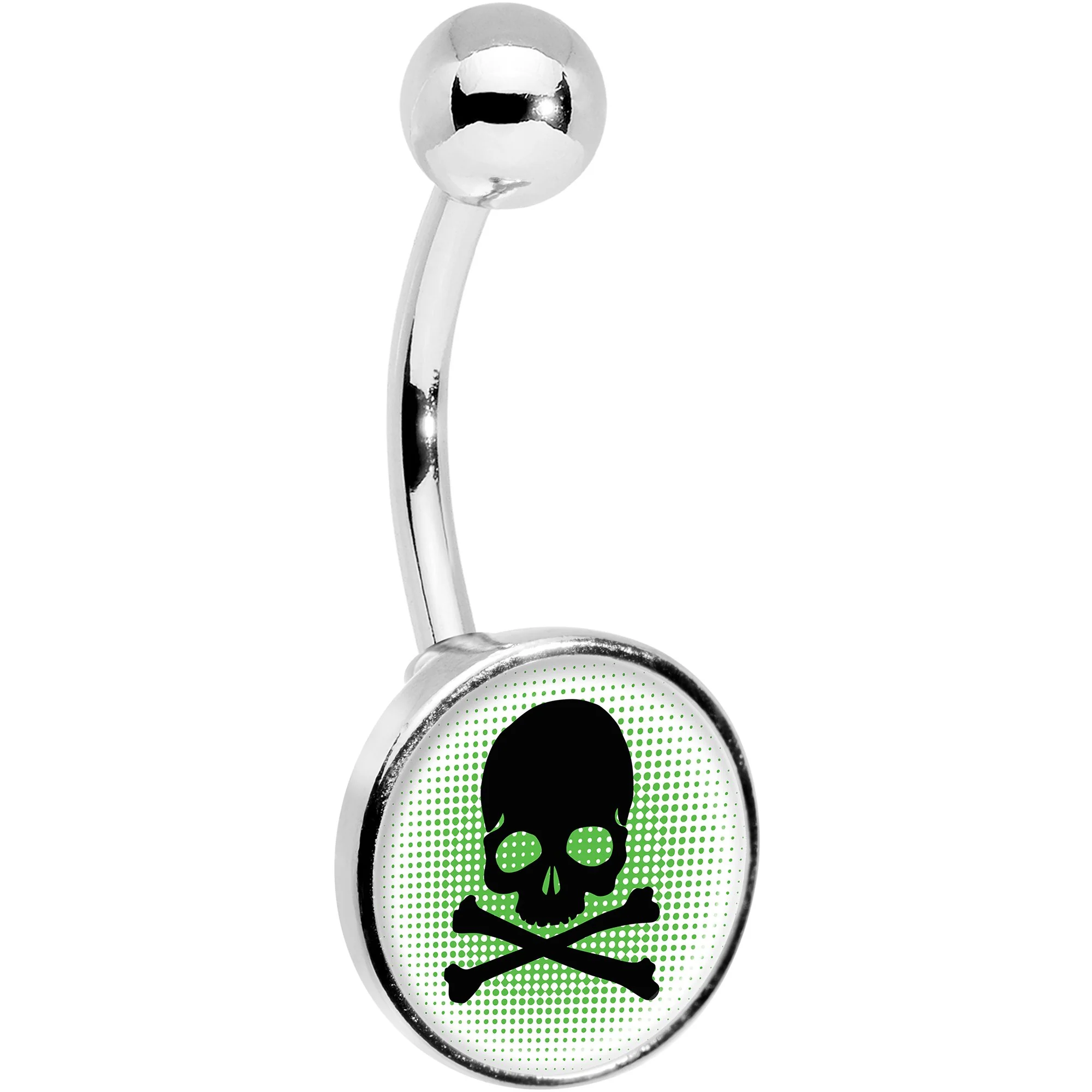 Green Black Skull Belly Ring - Image 3