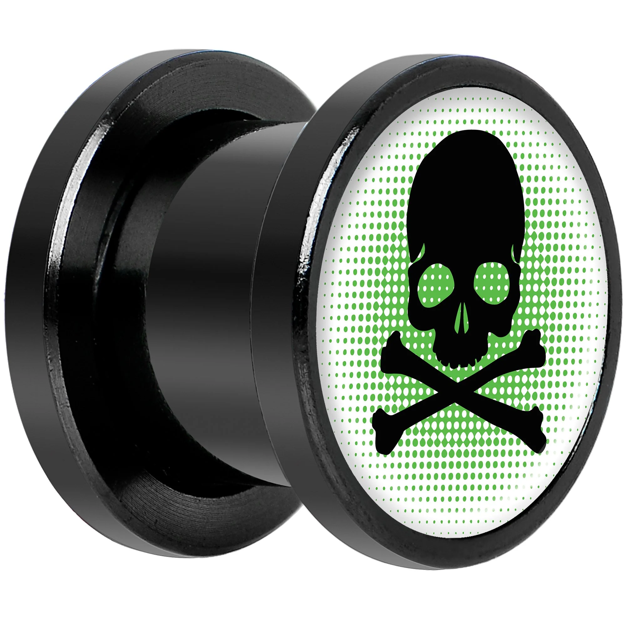 Green Black Skull Black Anodized Screw Fit Plug Set 00G - Image 2