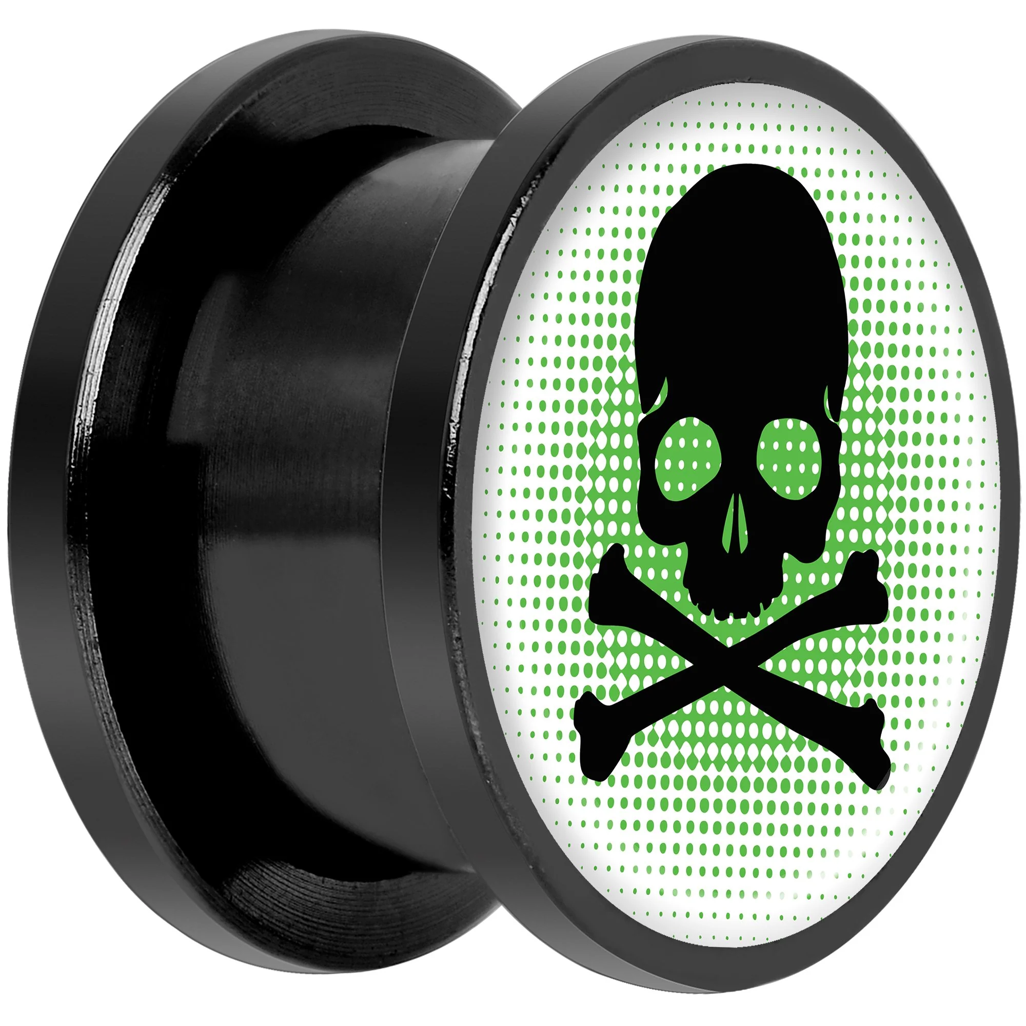 Green Black Skull Black Anodized Screw Fit Plug Set 9/16 - Image 2