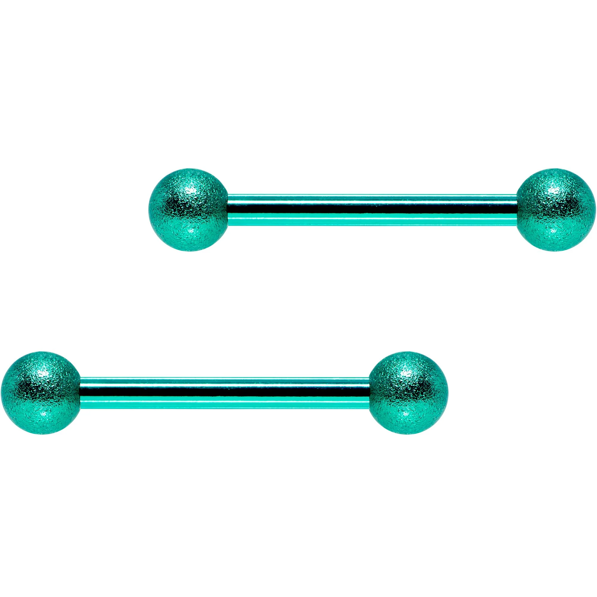 Green Color PVD Sandblasted Barbell Nipple Ring Set