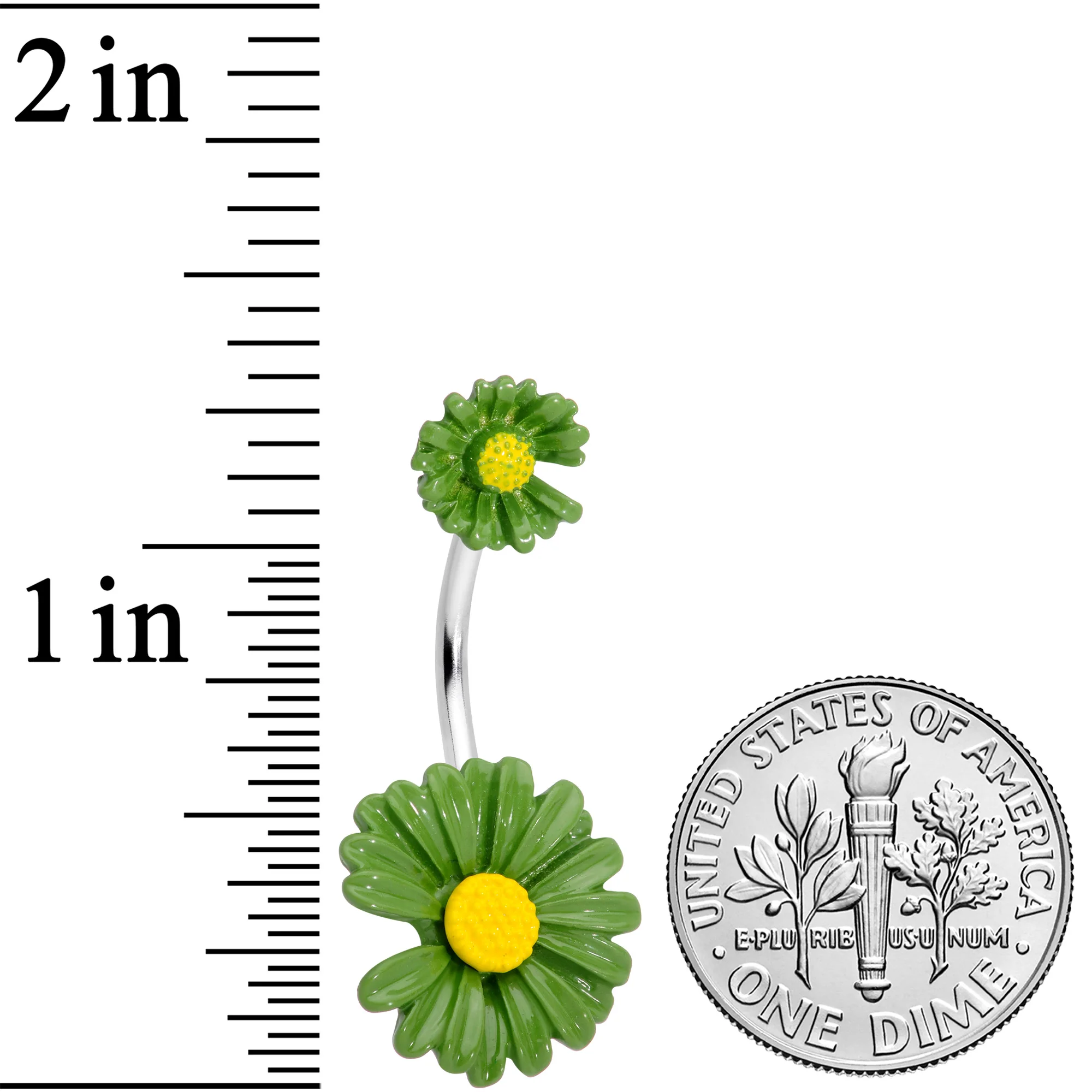 Green Double Flower Double Mount Belly Ring - Image 2