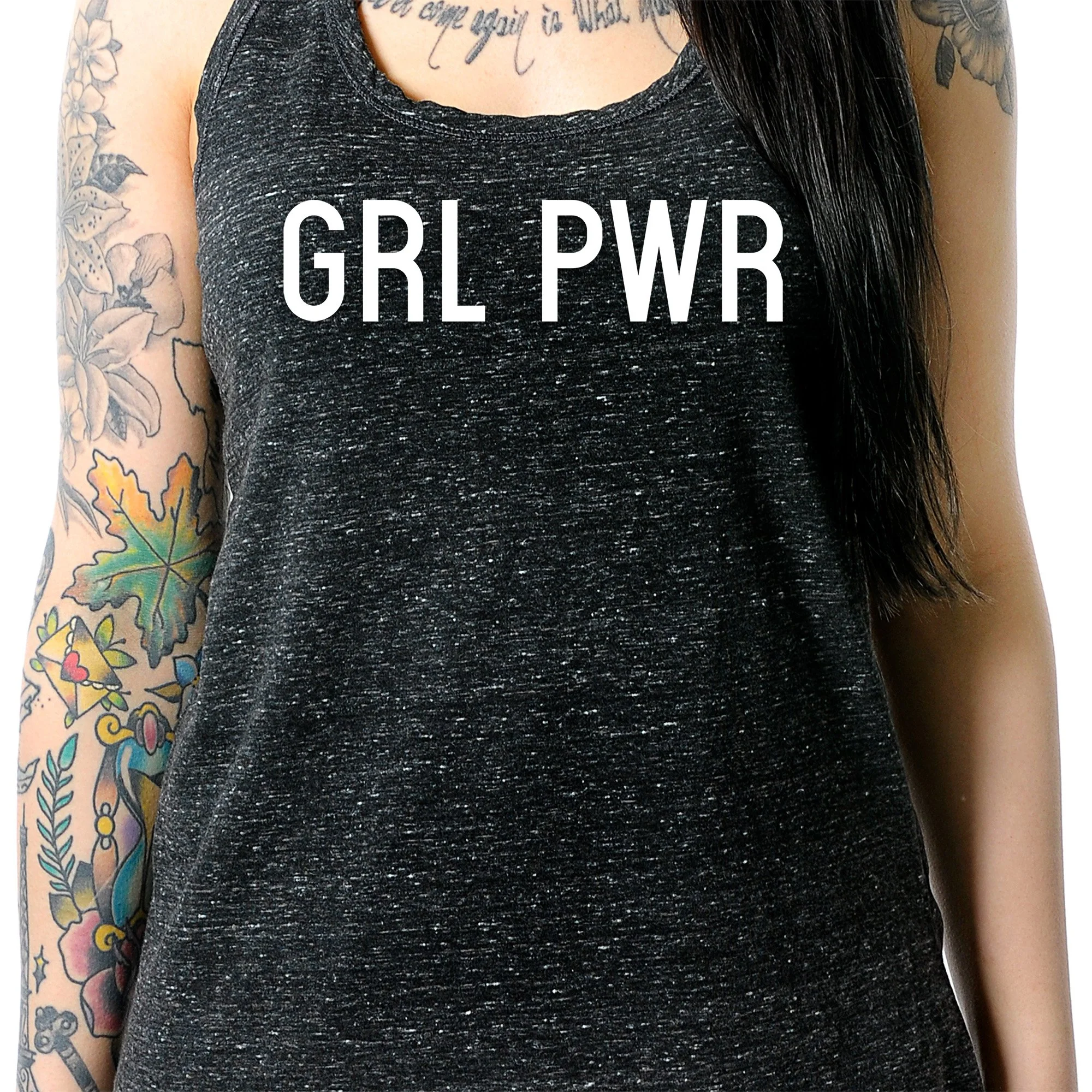 GRL PWR Black Gray Cosmic Twist Back Tank Top - Image 3