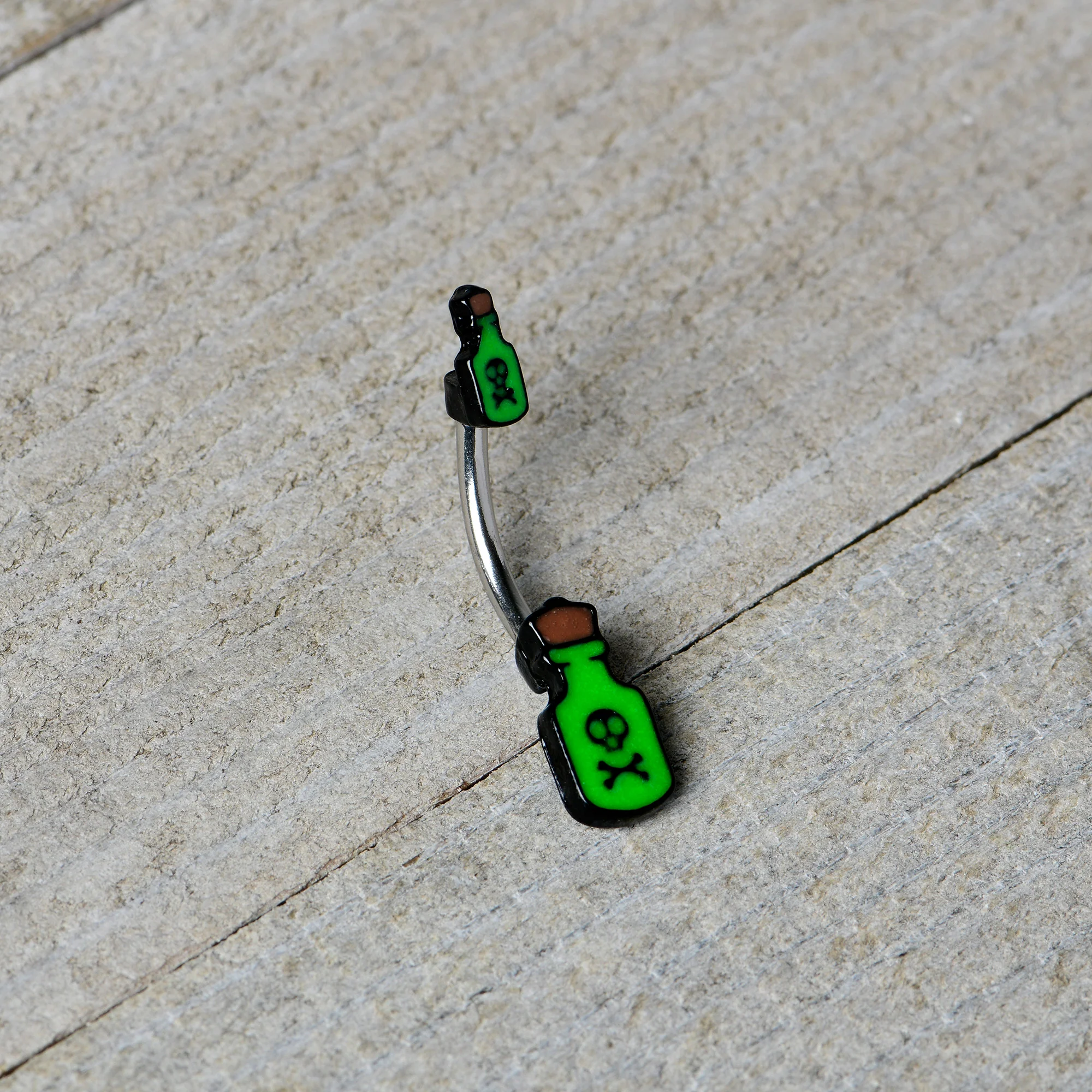 Halloween Green Poison Bottle Glow in the Dark Double Mount Belly Ring - Image 6