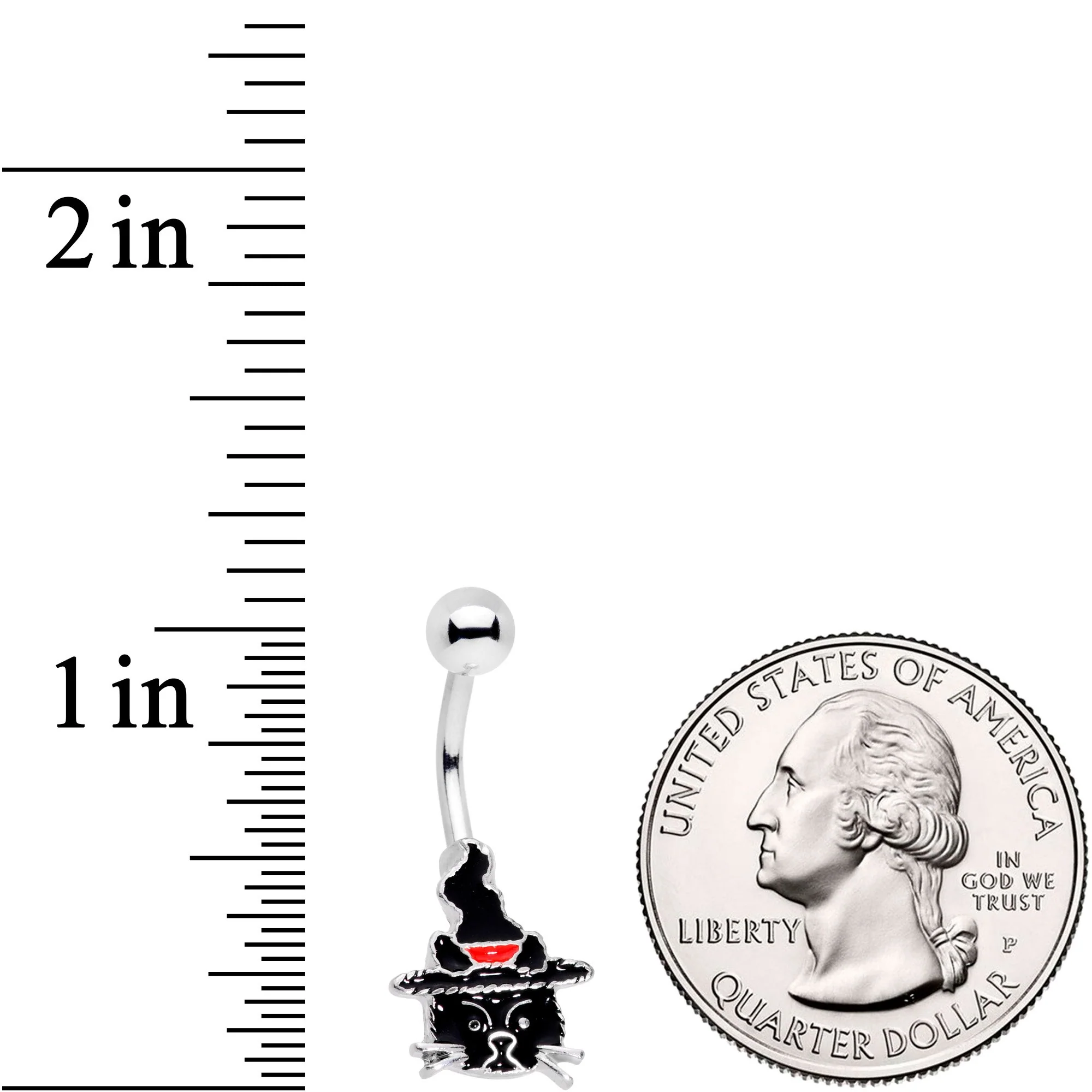 Halloween Witch Way Sassy Black Cat Belly Ring - Image 2