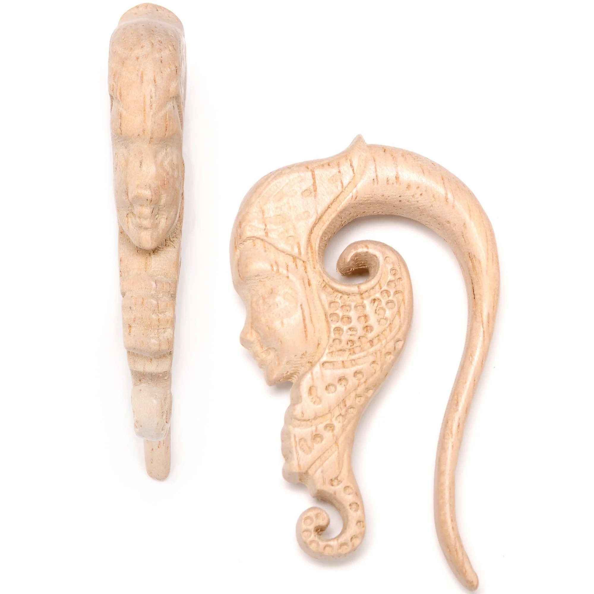 Hand Carved Wood Forest Nymph Hanger Plug Set 6mm to 18mm - Image 2